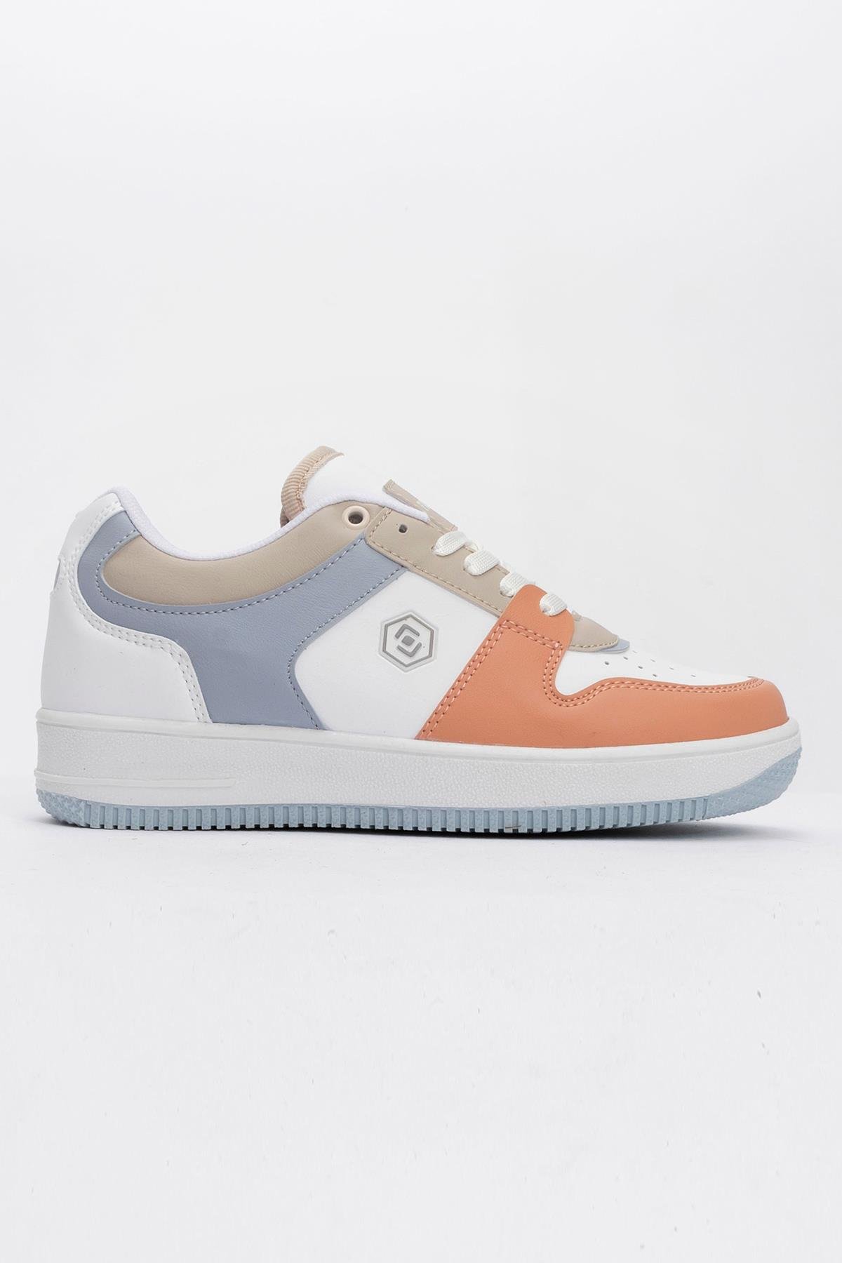 Bağcıklı Kadın Spor Ayakkabı BEYAZ PUDRA BEBE MAVİ - Görsel 3