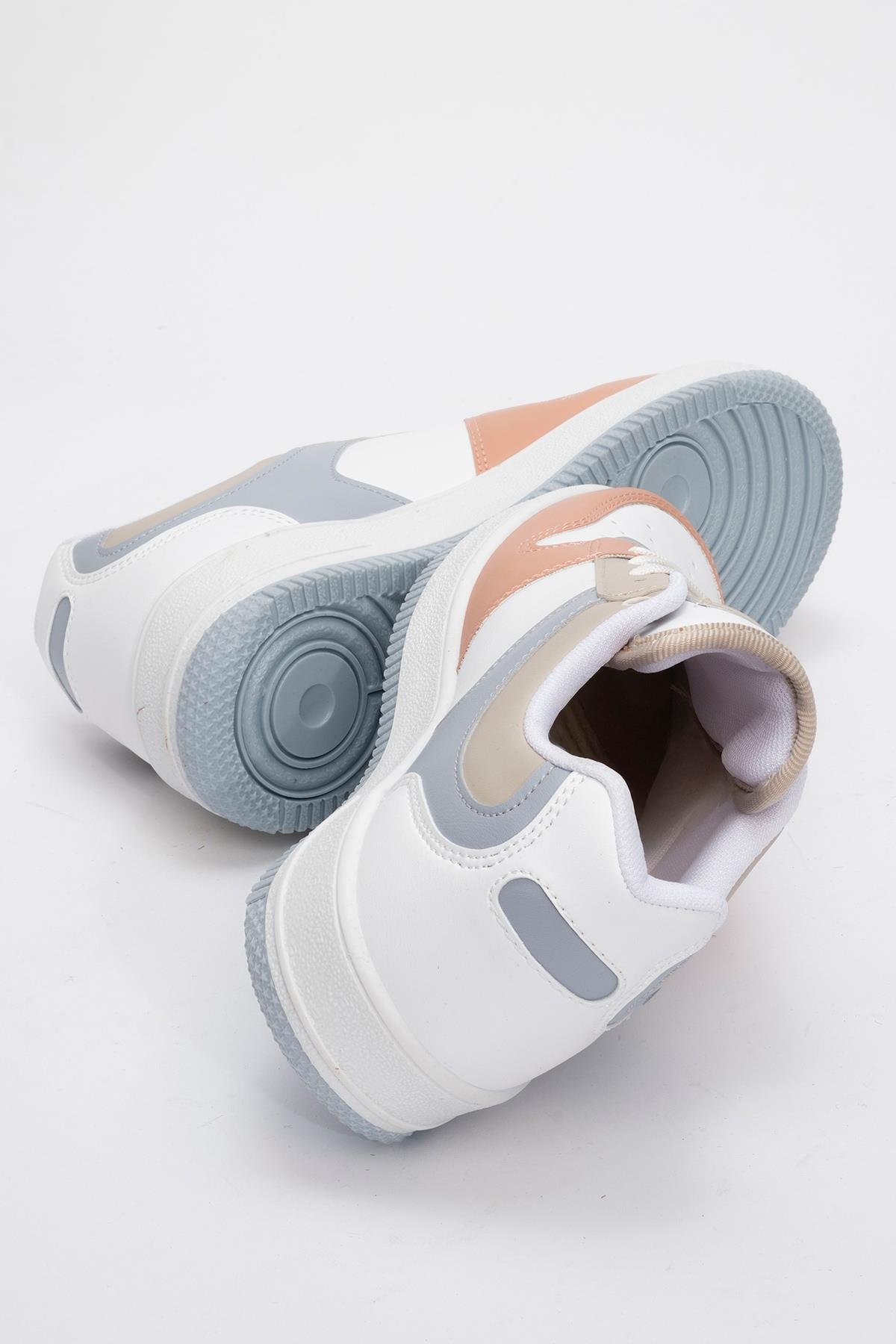 Bağcıklı Kadın Spor Ayakkabı BEYAZ PUDRA BEBE MAVİ - Görsel 5