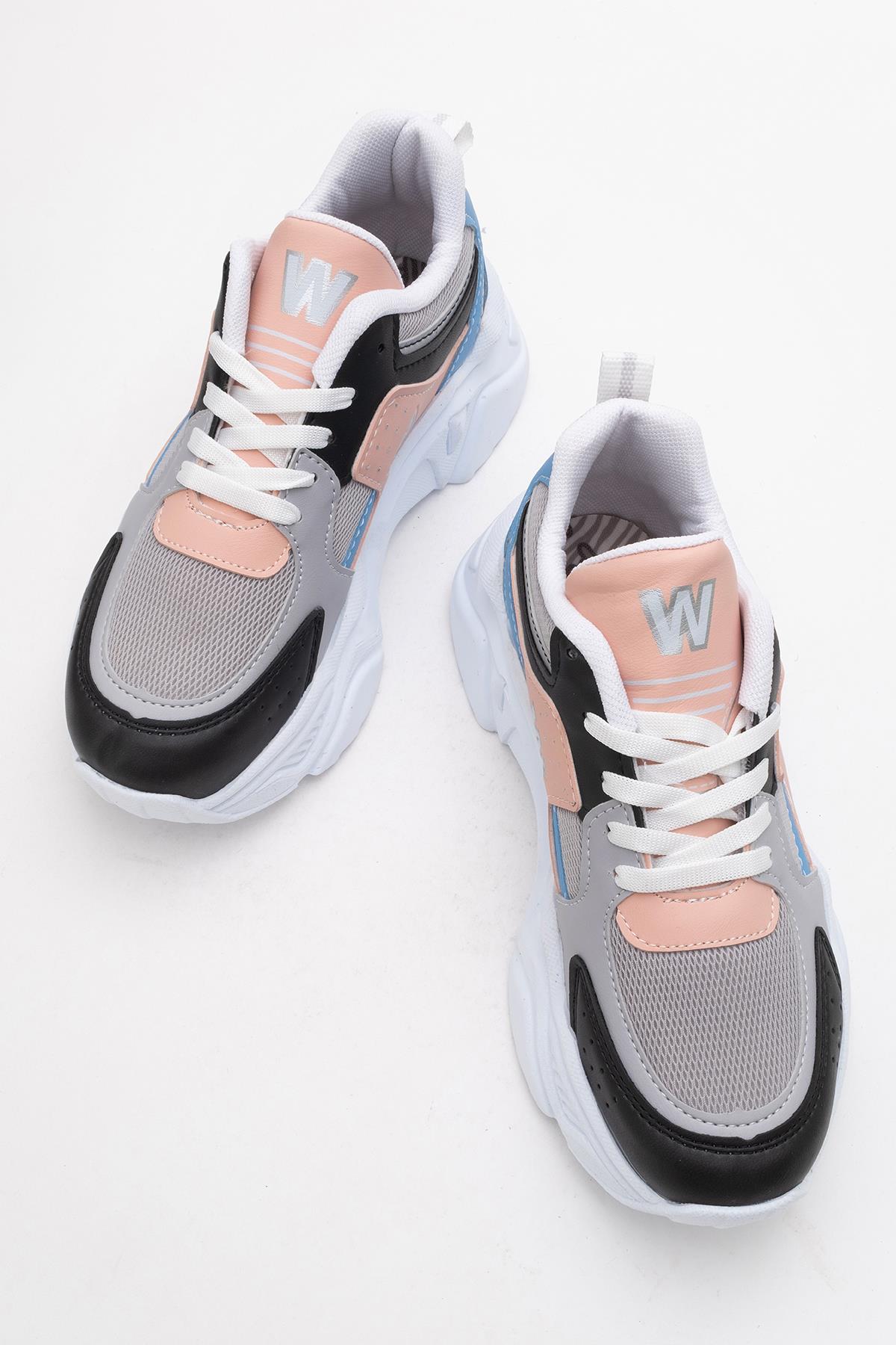 Kadın Anorak Spor Ayakkabı BEYAZ PEMBE MAVİ - Görsel 6
