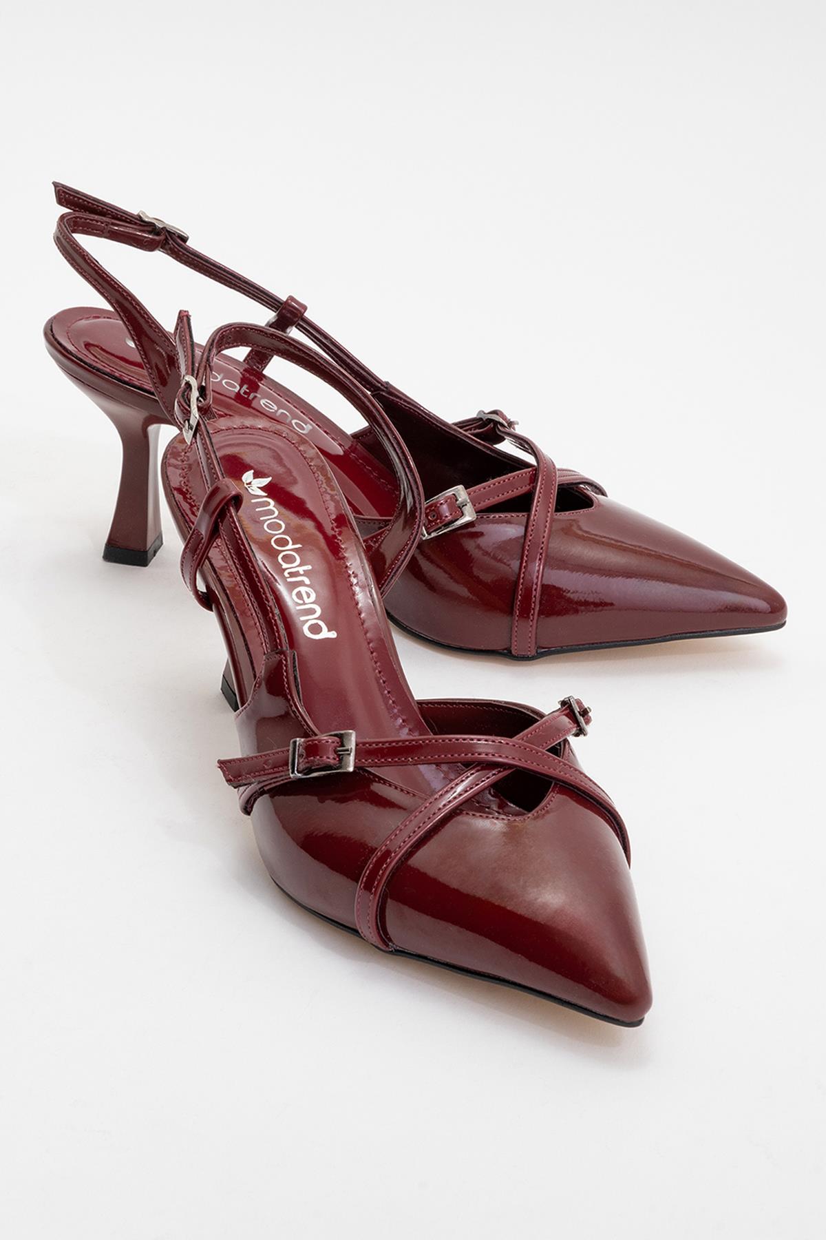 Kadın Sivri Burunlu Topuklu Ayakkabı BORDO RUGAN - Görsel 2