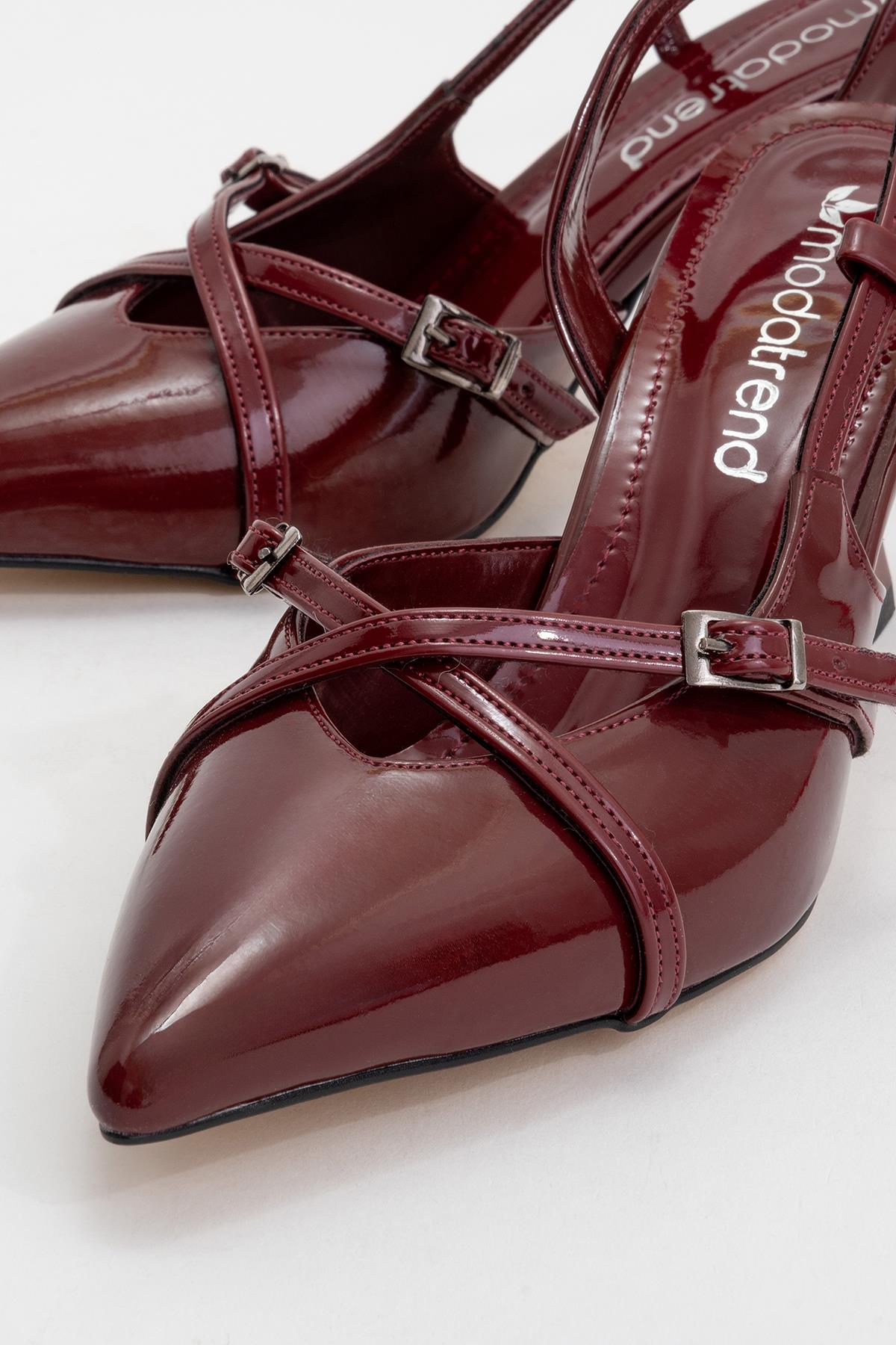 Kadın Sivri Burunlu Topuklu Ayakkabı BORDO RUGAN - Görsel 4