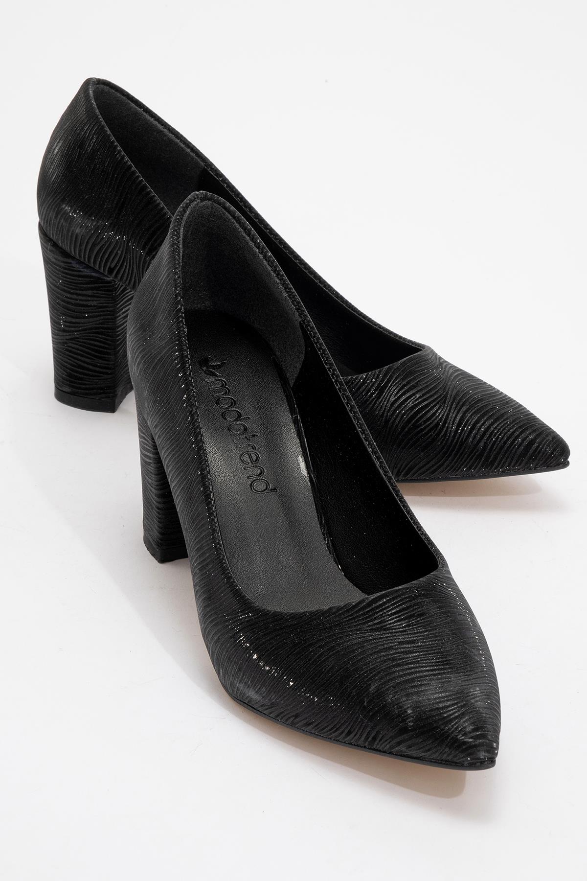 Kadın Ökçeli Stiletto SİYAH DALGALI SİM - Görsel 2
