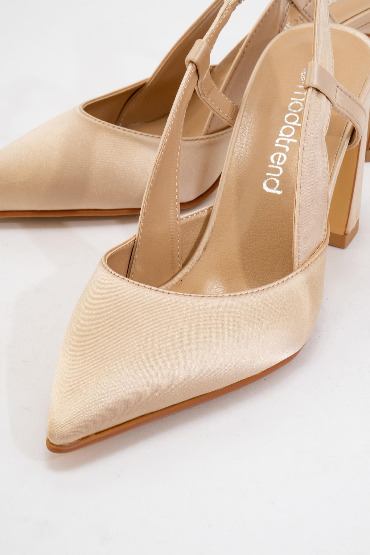 Kadın Arkası Açık Topuklu Ayakkabı TEN SATEN - Görsel 4