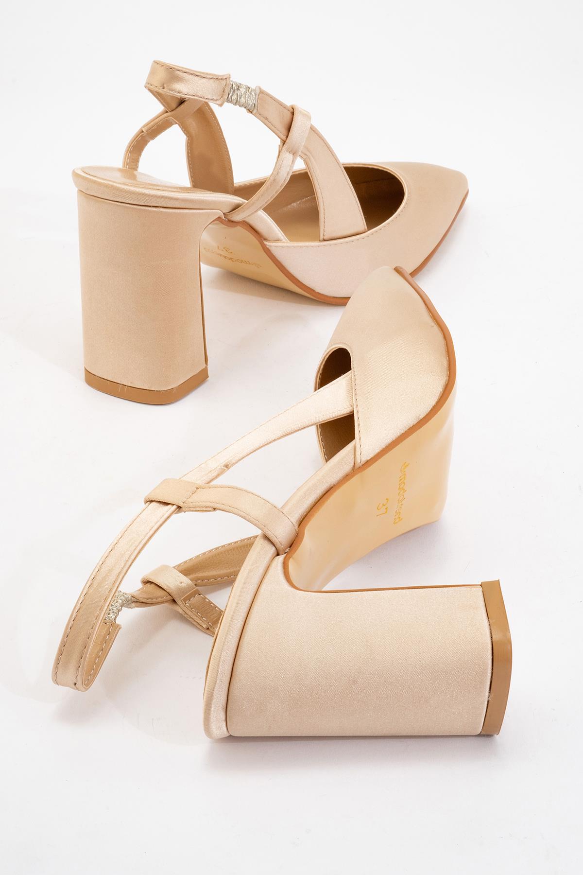 Kadın Arkası Açık Topuklu Ayakkabı TEN SATEN - Görsel 5