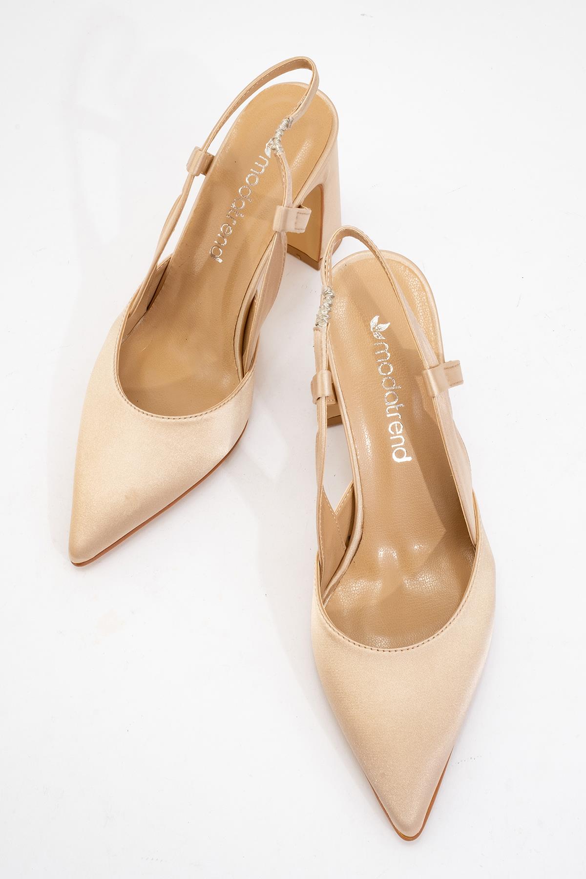 Kadın Arkası Açık Topuklu Ayakkabı TEN SATEN - Görsel 6