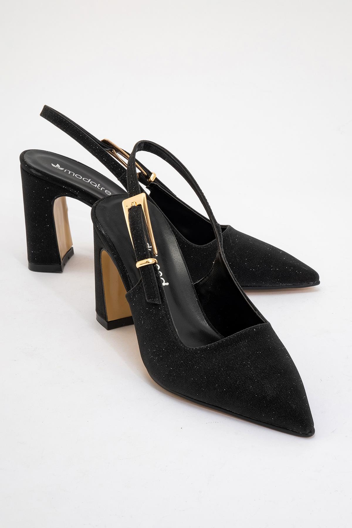 Kadın Tokalı Topuklu Ayakkabı SİYAH SİM - Görsel 2