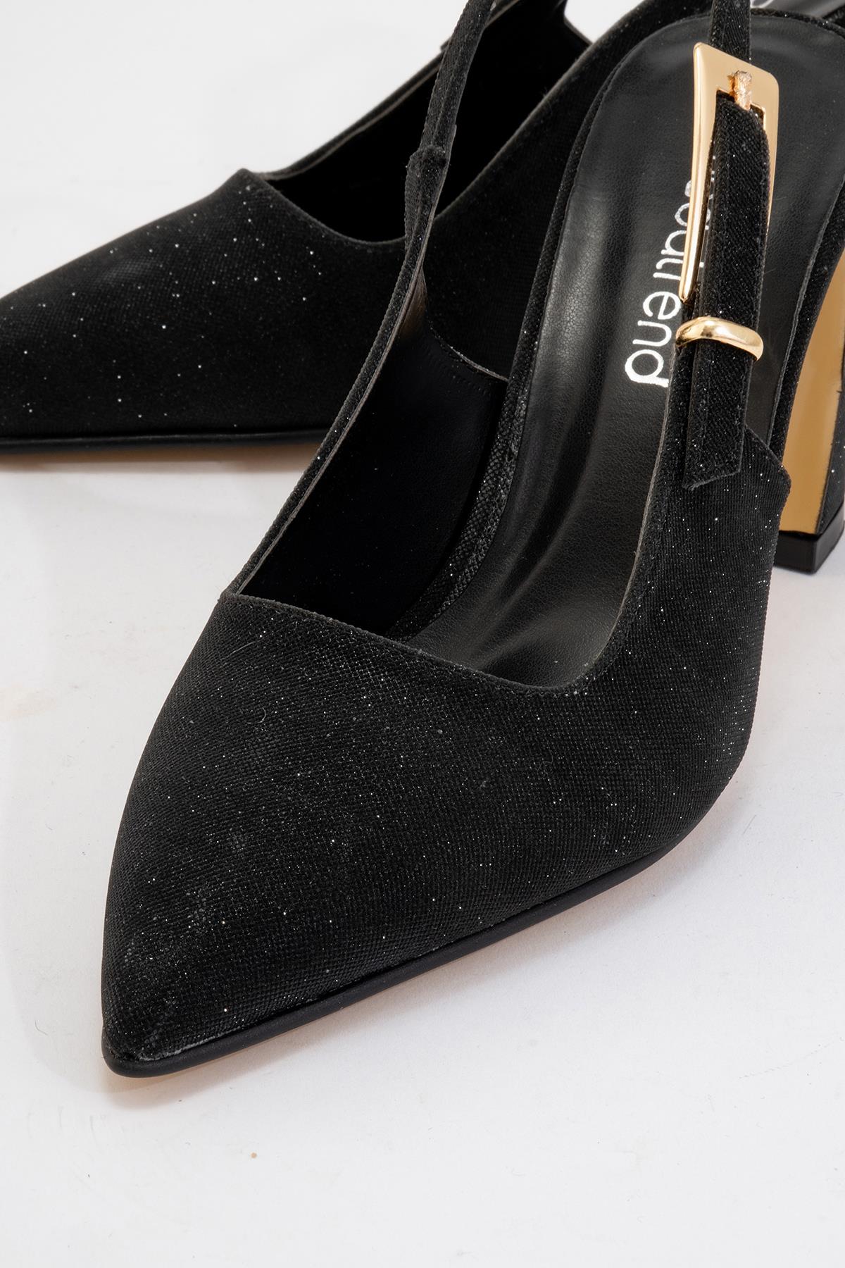 Kadın Tokalı Topuklu Ayakkabı SİYAH SİM - Görsel 4