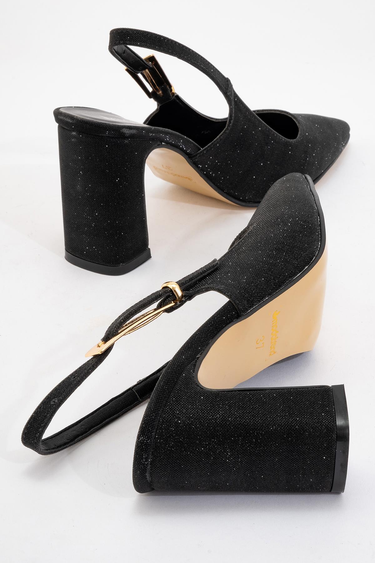 Kadın Tokalı Topuklu Ayakkabı SİYAH SİM - Görsel 5