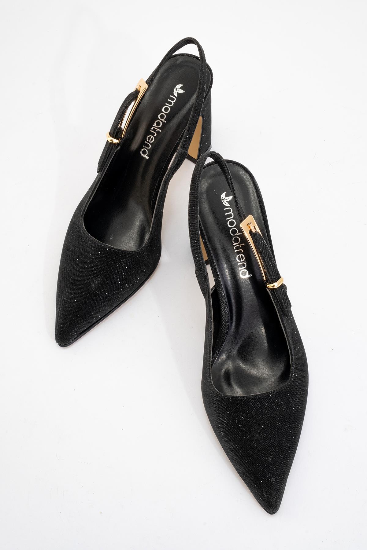 Kadın Tokalı Topuklu Ayakkabı SİYAH SİM - Görsel 6