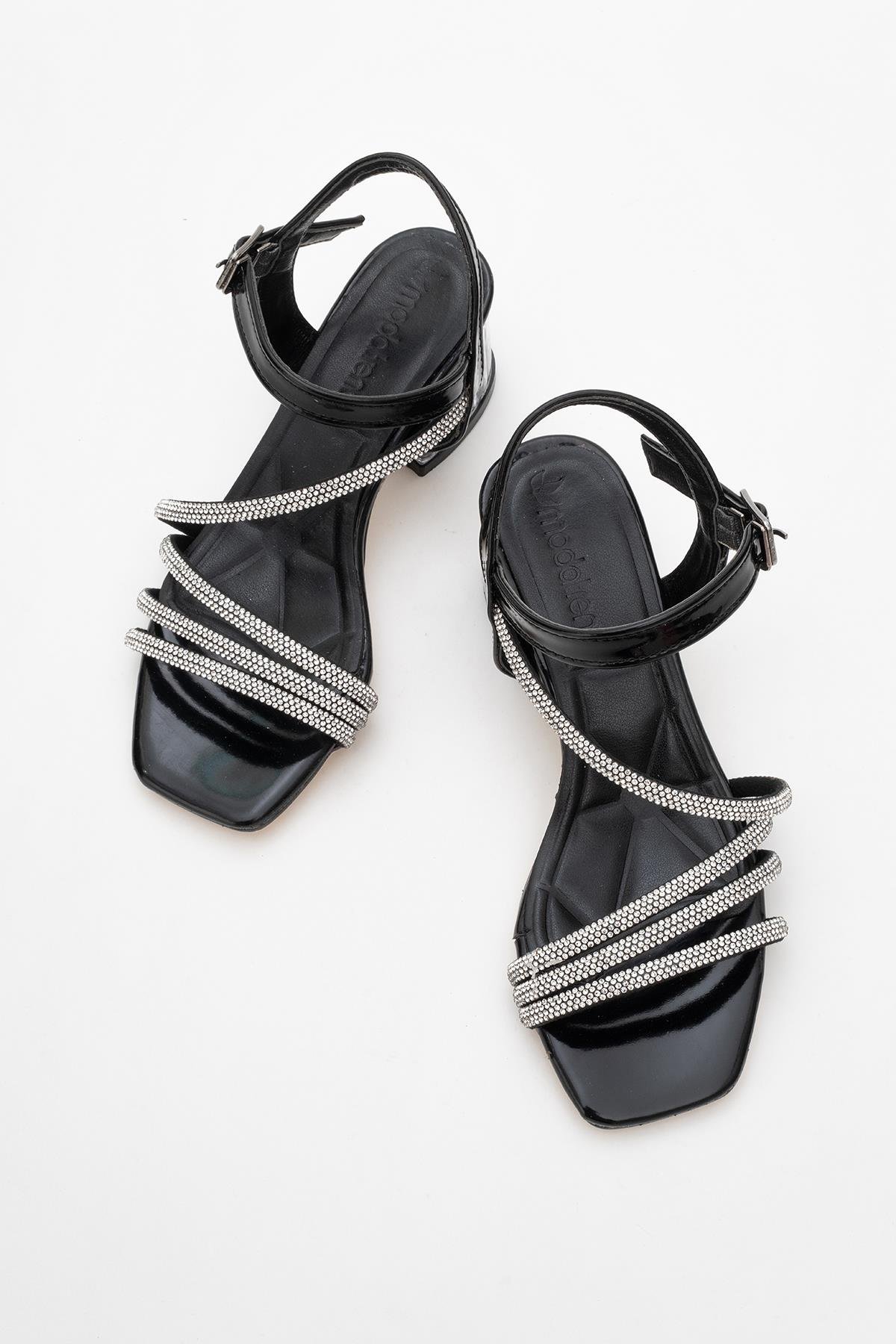 Kadın Taşlı Topuklu Ayakkabı SİYAH RUGAN - Görsel 9