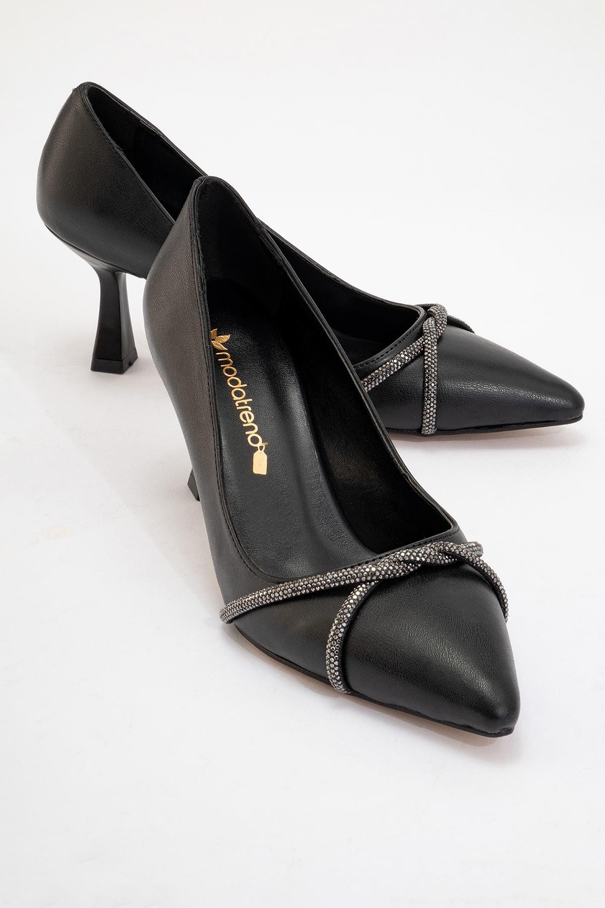 Kadın Taşlı StillettoTopuklu SİYAH CİLT - Görsel 2