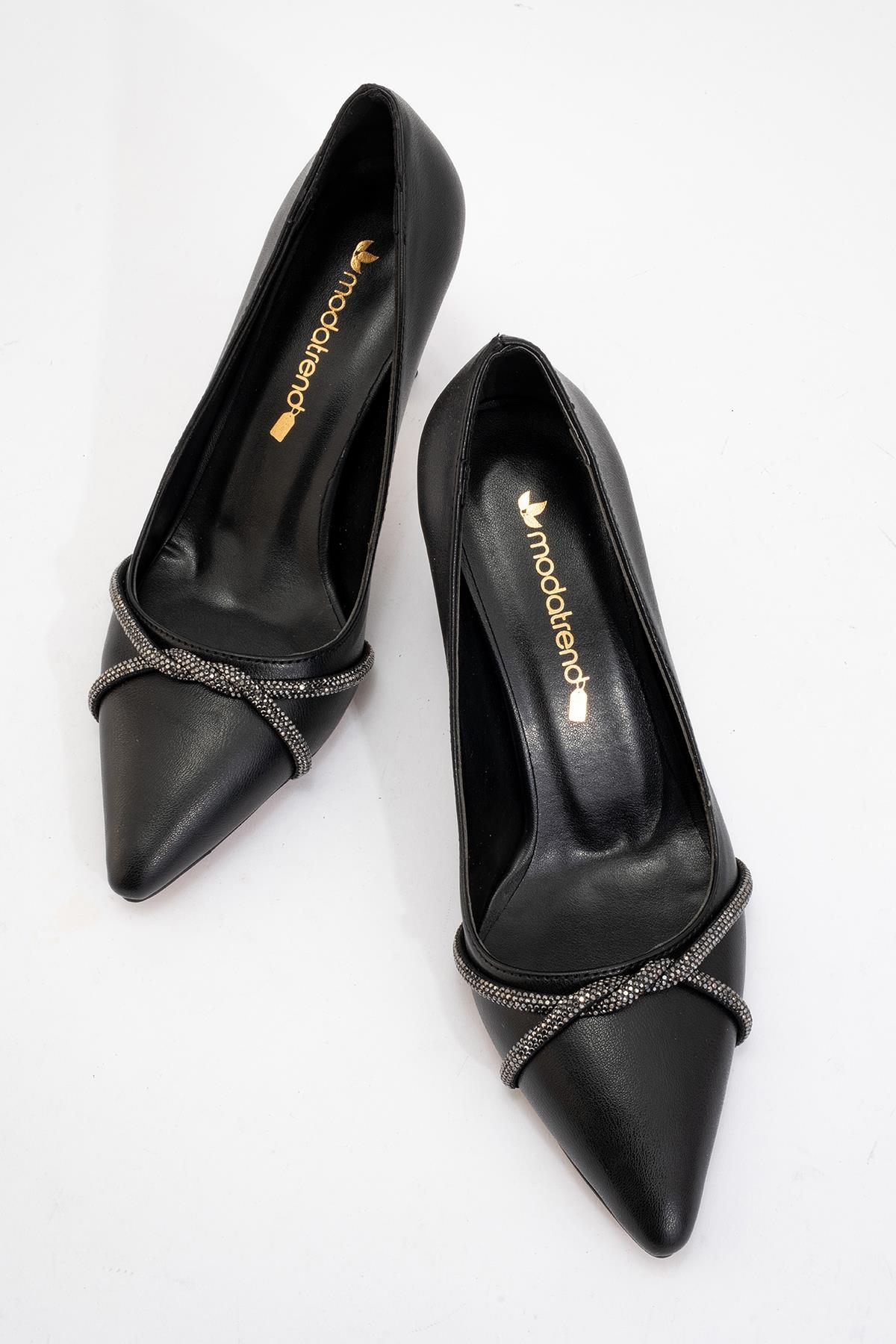Kadın Taşlı StillettoTopuklu SİYAH CİLT - Görsel 6