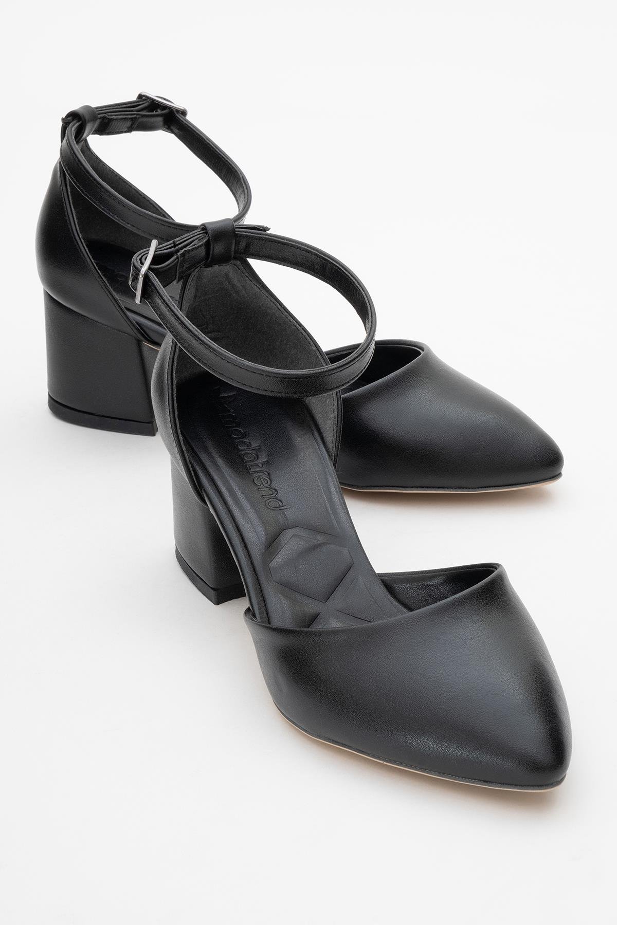 Kadın Tek Bantlı Topuklu Sandalet SİYAH CİLT - Görsel 2