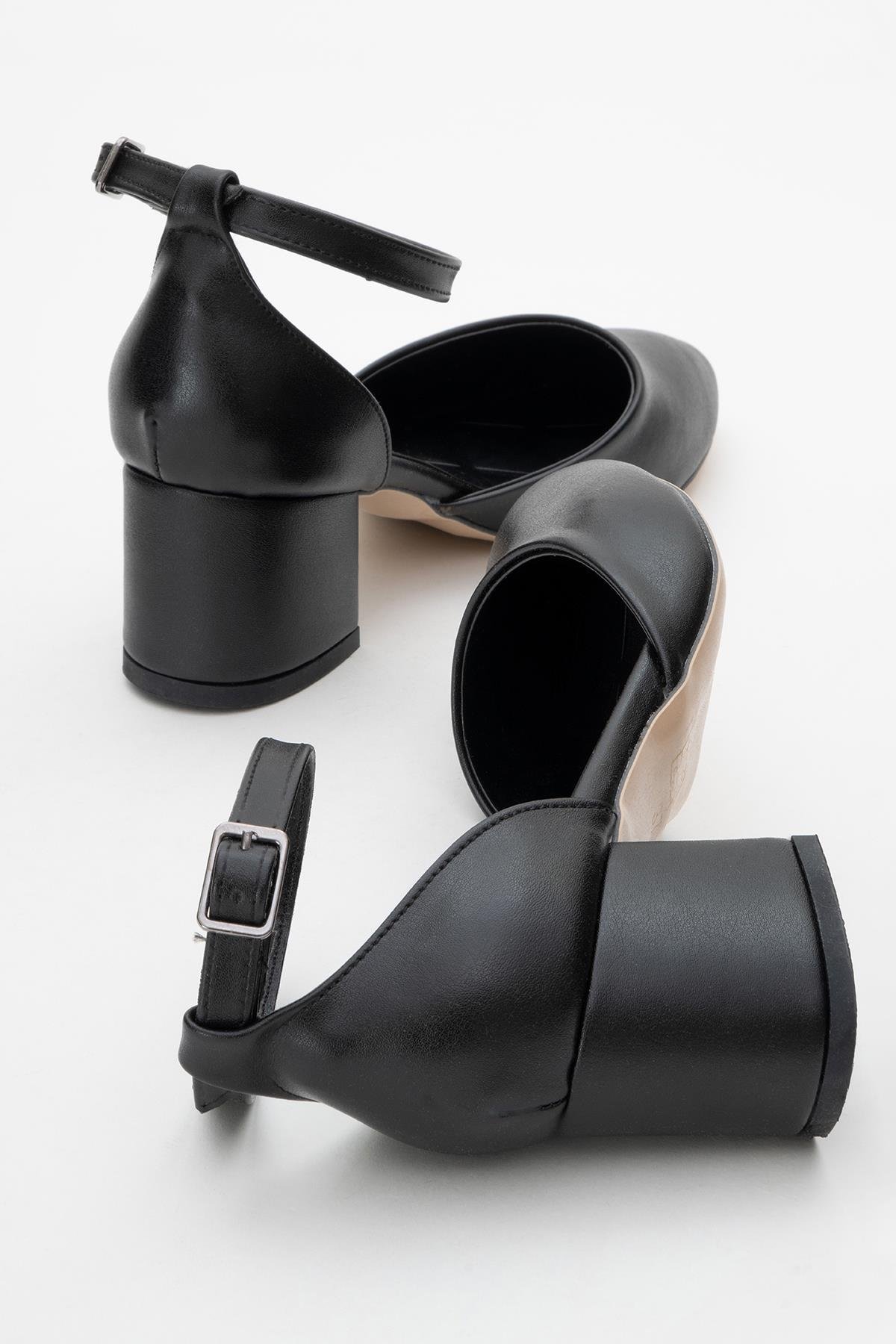 Kadın Tek Bantlı Topuklu Sandalet SİYAH CİLT - Görsel 5