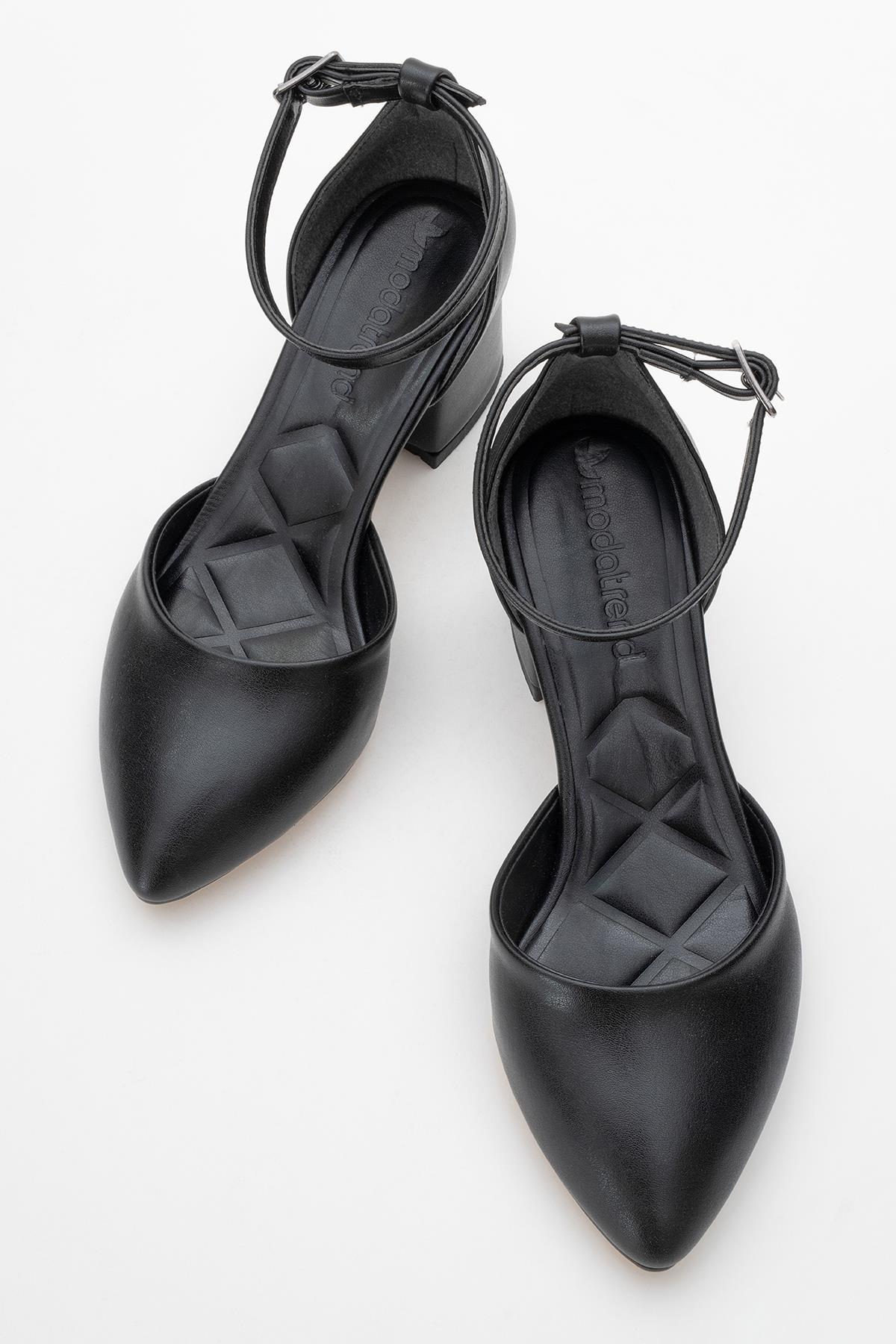 Kadın Tek Bantlı Topuklu Sandalet SİYAH CİLT - Görsel 6