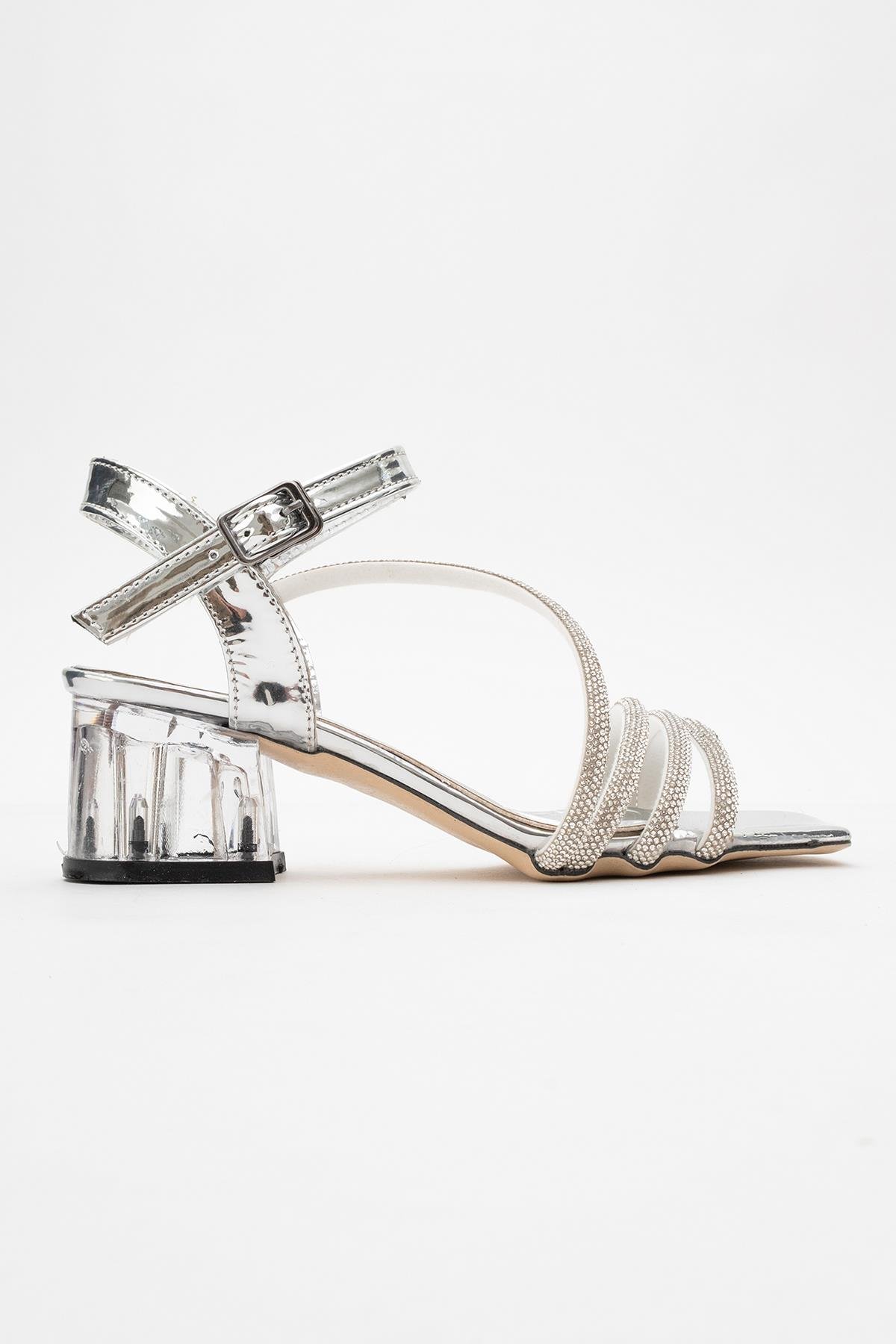 Kadın Tek Bantlı Topuklu Sandalet GÜMÜŞ AYNA - Görsel 3
