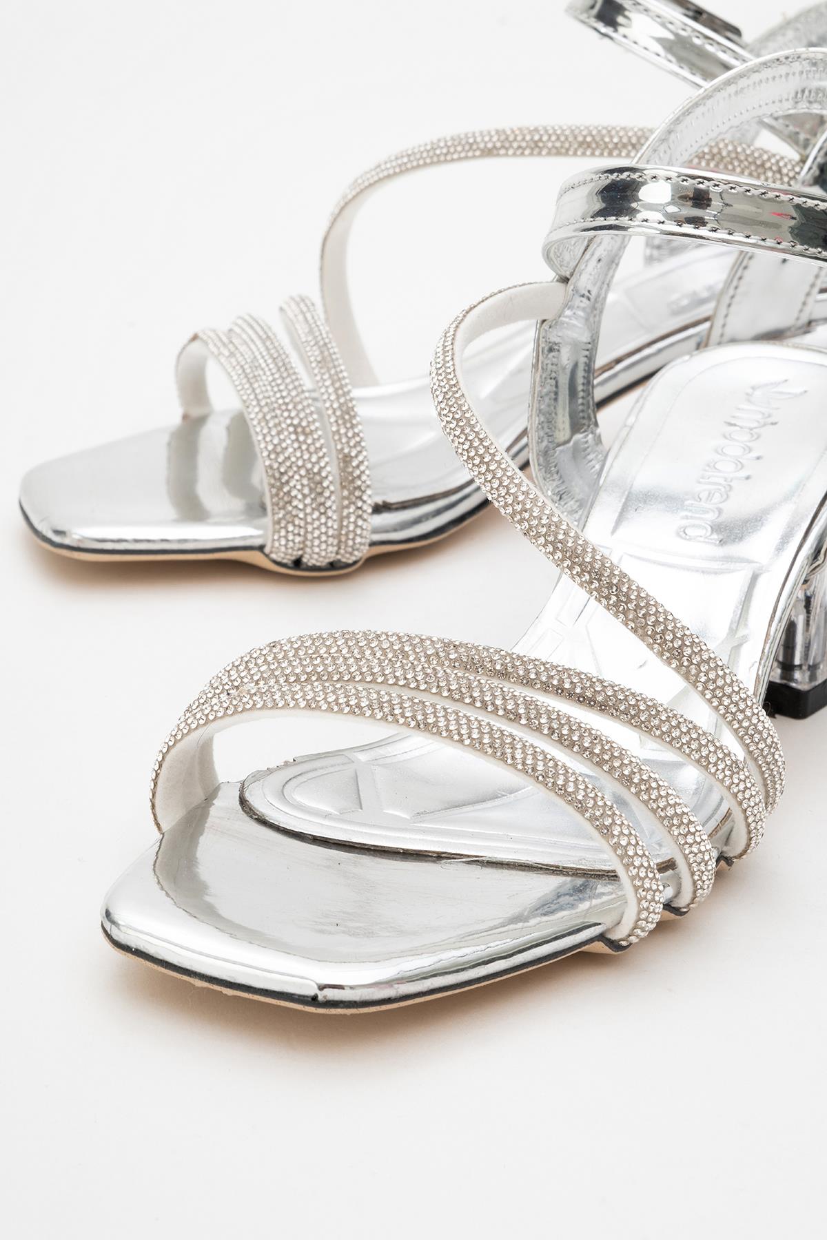 Kadın Tek Bantlı Topuklu Sandalet GÜMÜŞ AYNA - Görsel 4