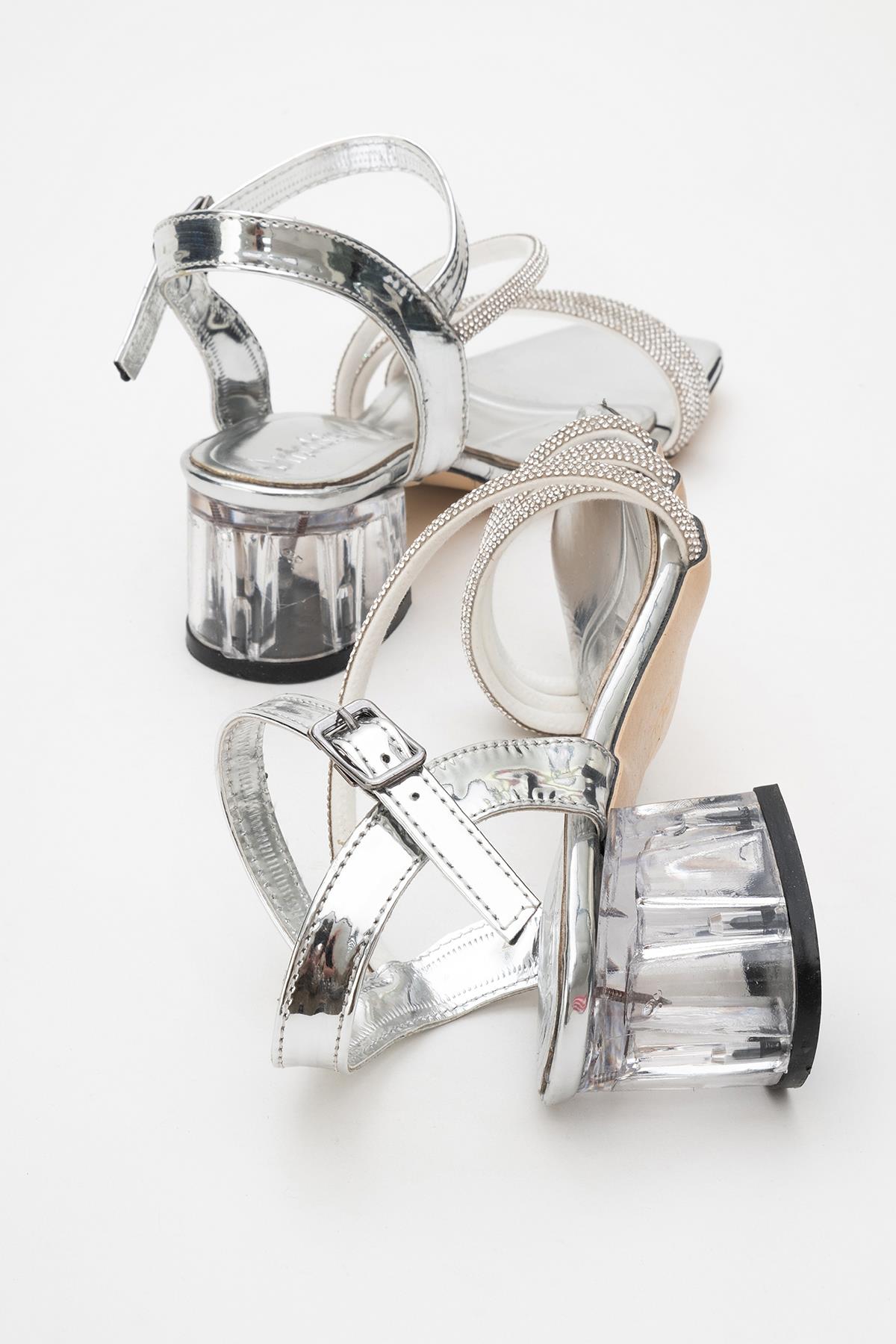 Kadın Tek Bantlı Topuklu Sandalet GÜMÜŞ AYNA - Görsel 6