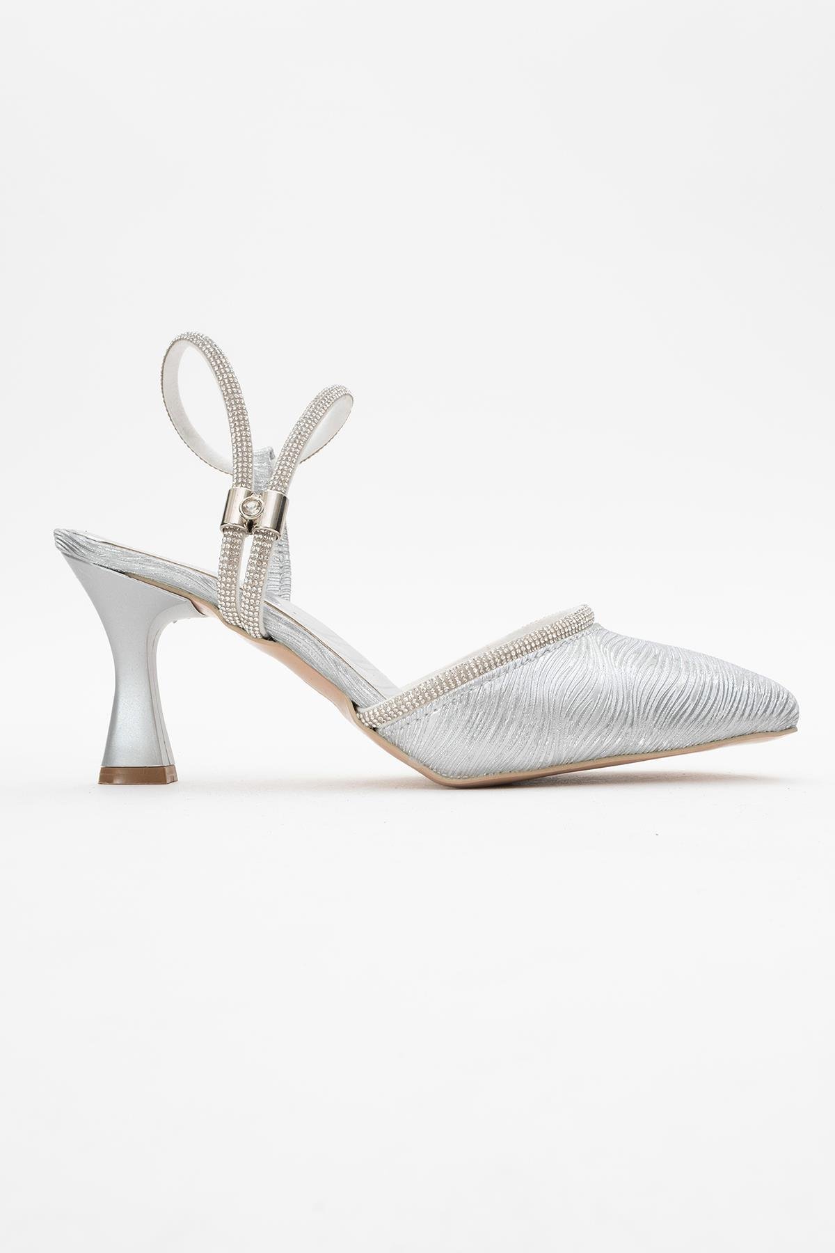 Kadın Taşlı Topuklu Ayakkabı GÜMÜŞ SUYOLU - Görsel 3