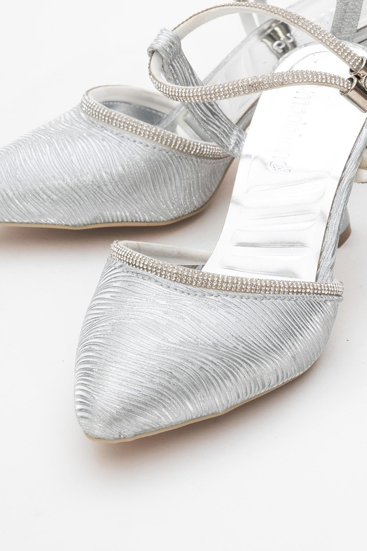 Kadın Taşlı Topuklu Ayakkabı GÜMÜŞ SUYOLU - Görsel 4