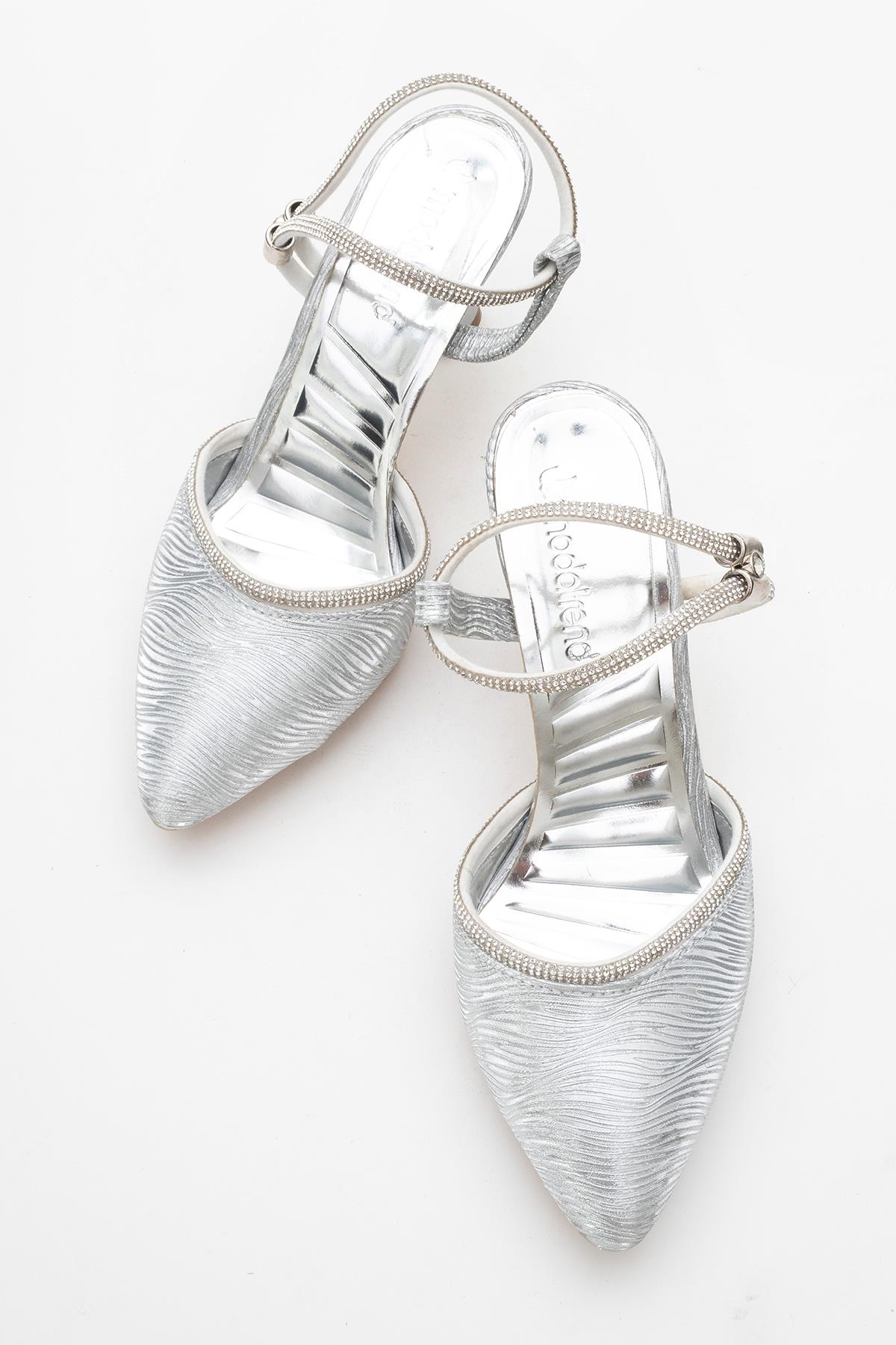 Kadın Taşlı Topuklu Ayakkabı GÜMÜŞ SUYOLU - Görsel 6