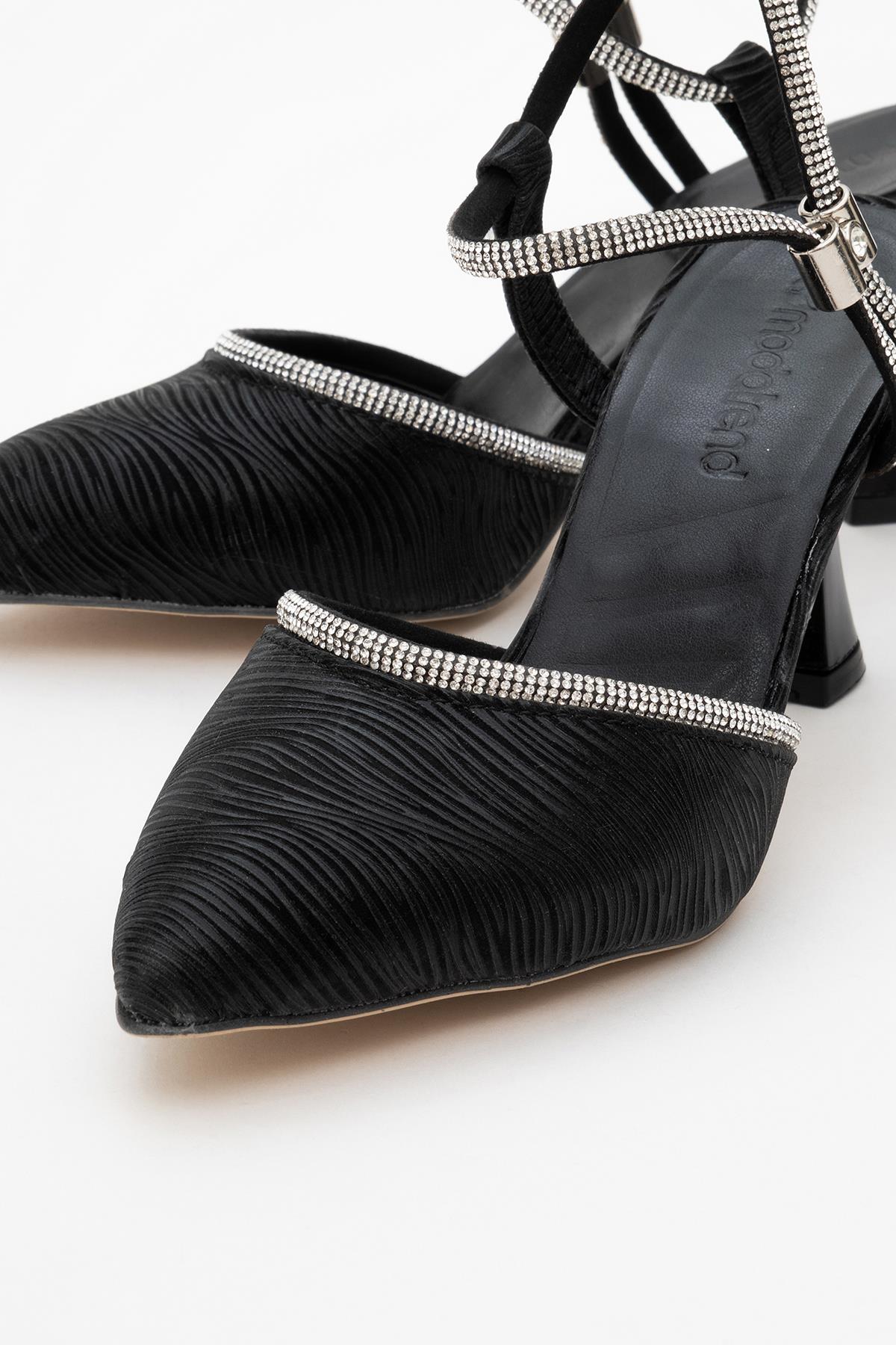 Kadın Taşlı Topuklu Ayakkabı SİYAH SUYOLU - Görsel 4