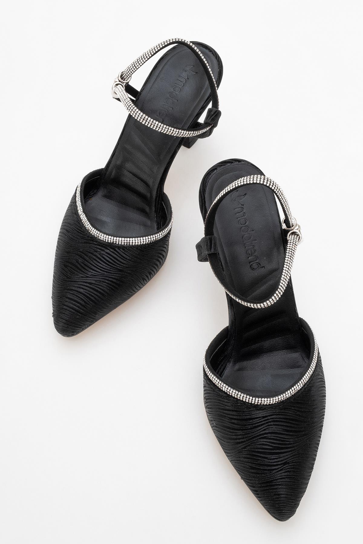 Kadın Taşlı Topuklu Ayakkabı SİYAH SUYOLU - Görsel 6