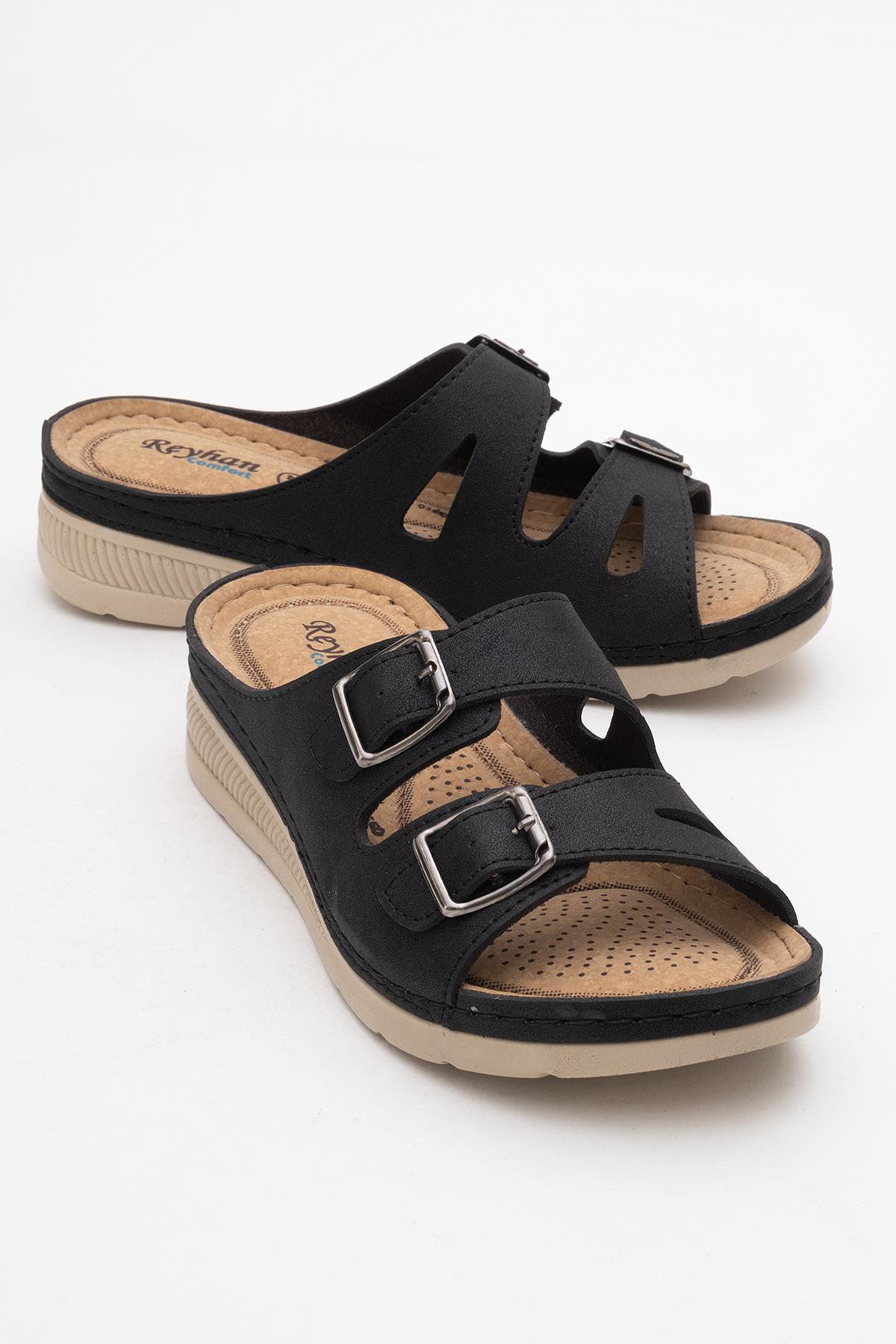 Kadın Çift Tokalı Terlik SİYAH - Görsel 2