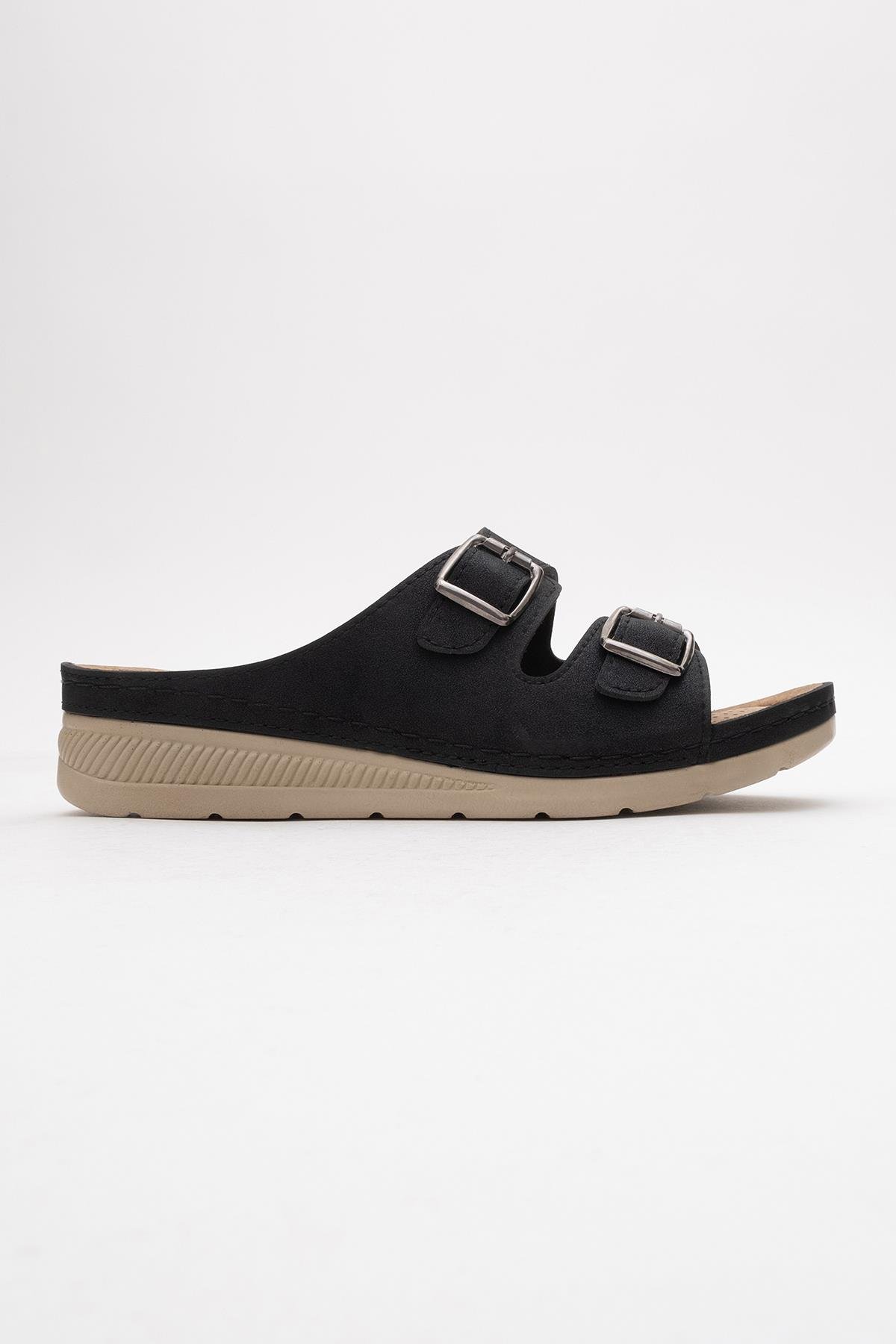 Kadın Çift Tokalı Terlik SİYAH - Görsel 3