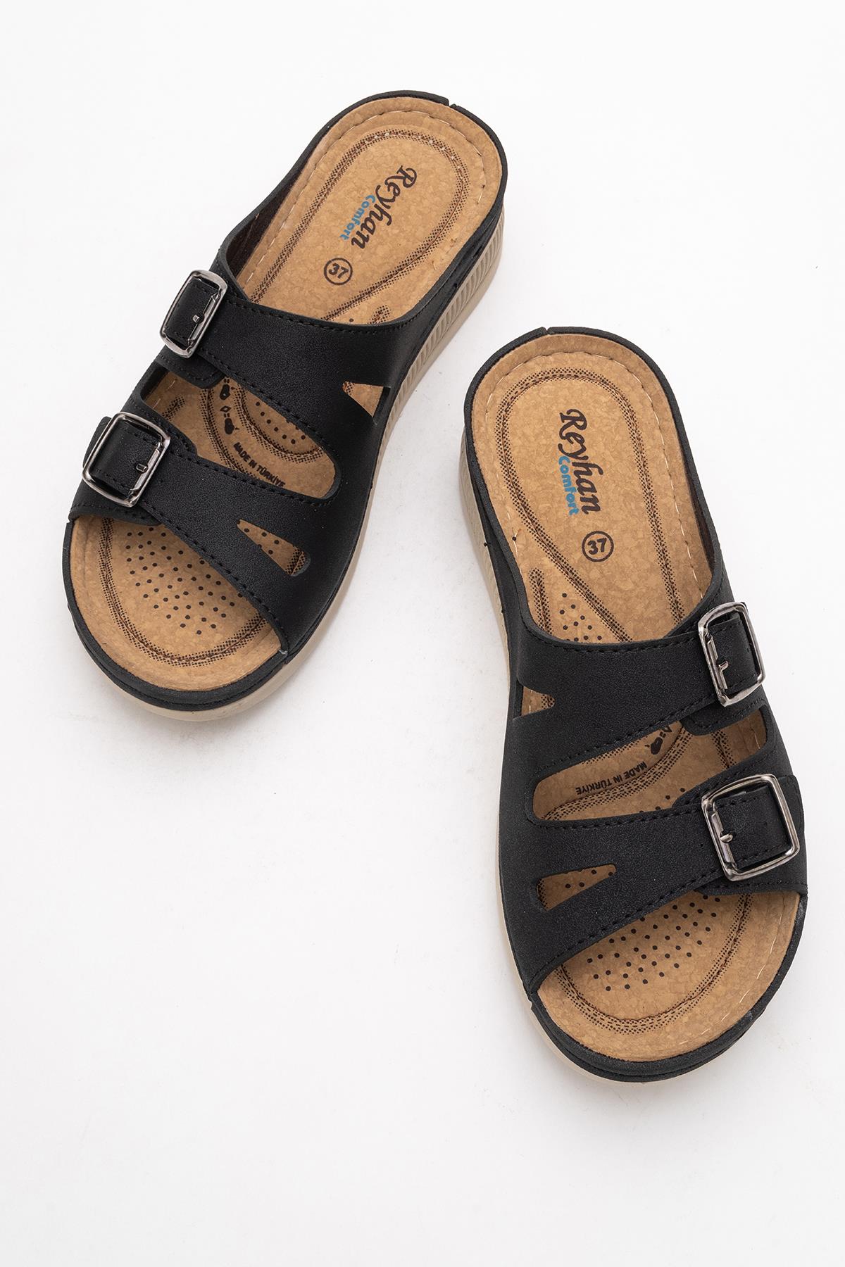 Kadın Çift Tokalı Terlik SİYAH - Görsel 6