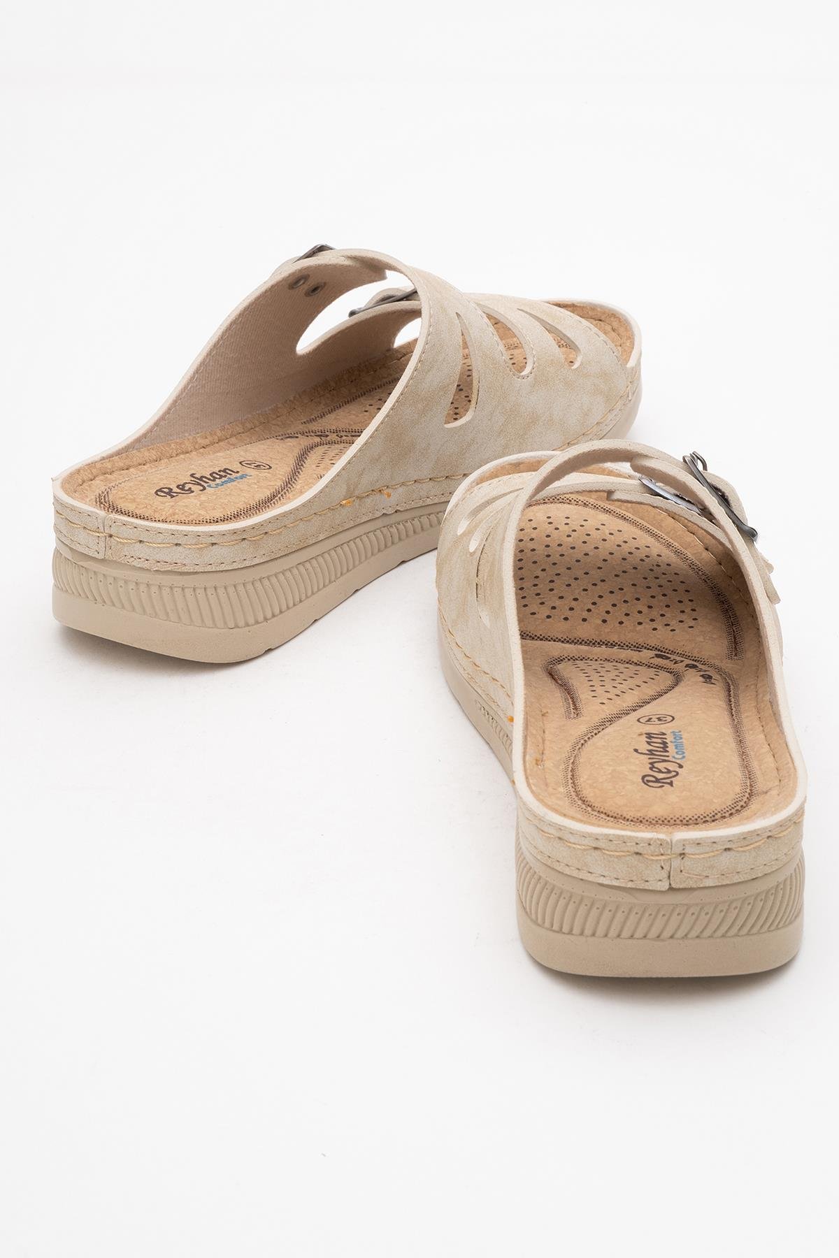 Kadın Çift Tokalı Terlik BEJ - Görsel 5