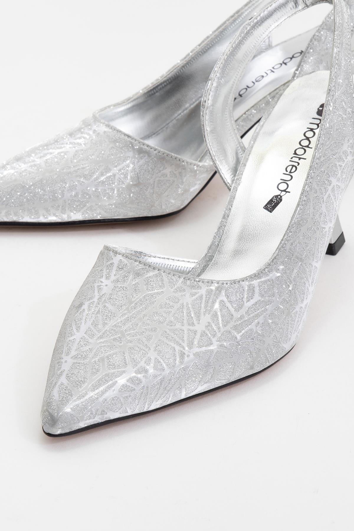 Kadın Topuklu Ayakkabı GÜMÜŞ ÜÇGEN - Görsel 6