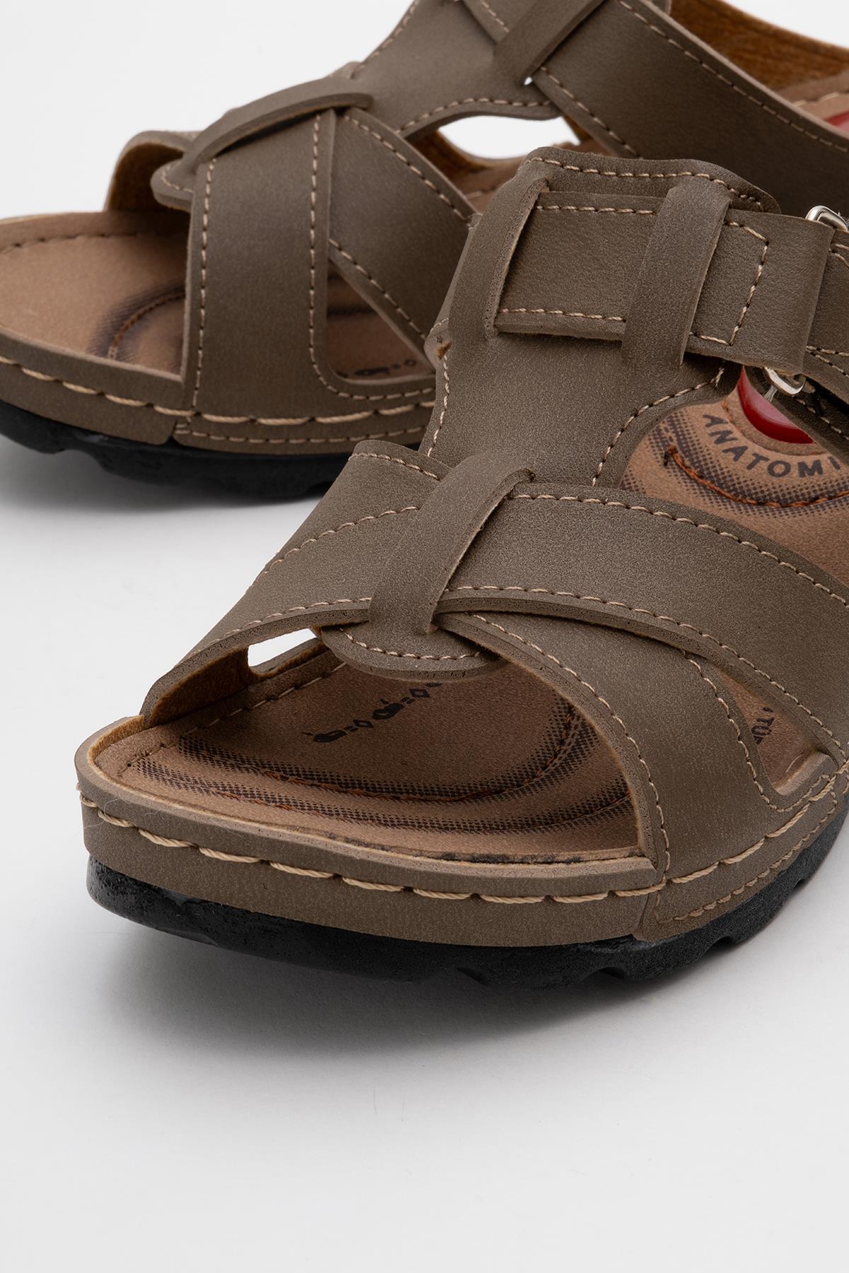 Çapraz Cırtlı Kadın Düz Terlik VİZON - Görsel 4