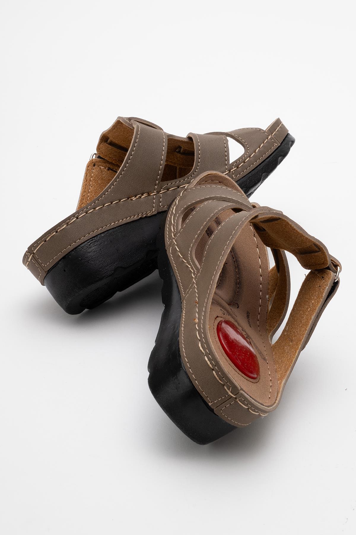 Çapraz Cırtlı Kadın Düz Terlik VİZON - Görsel 5