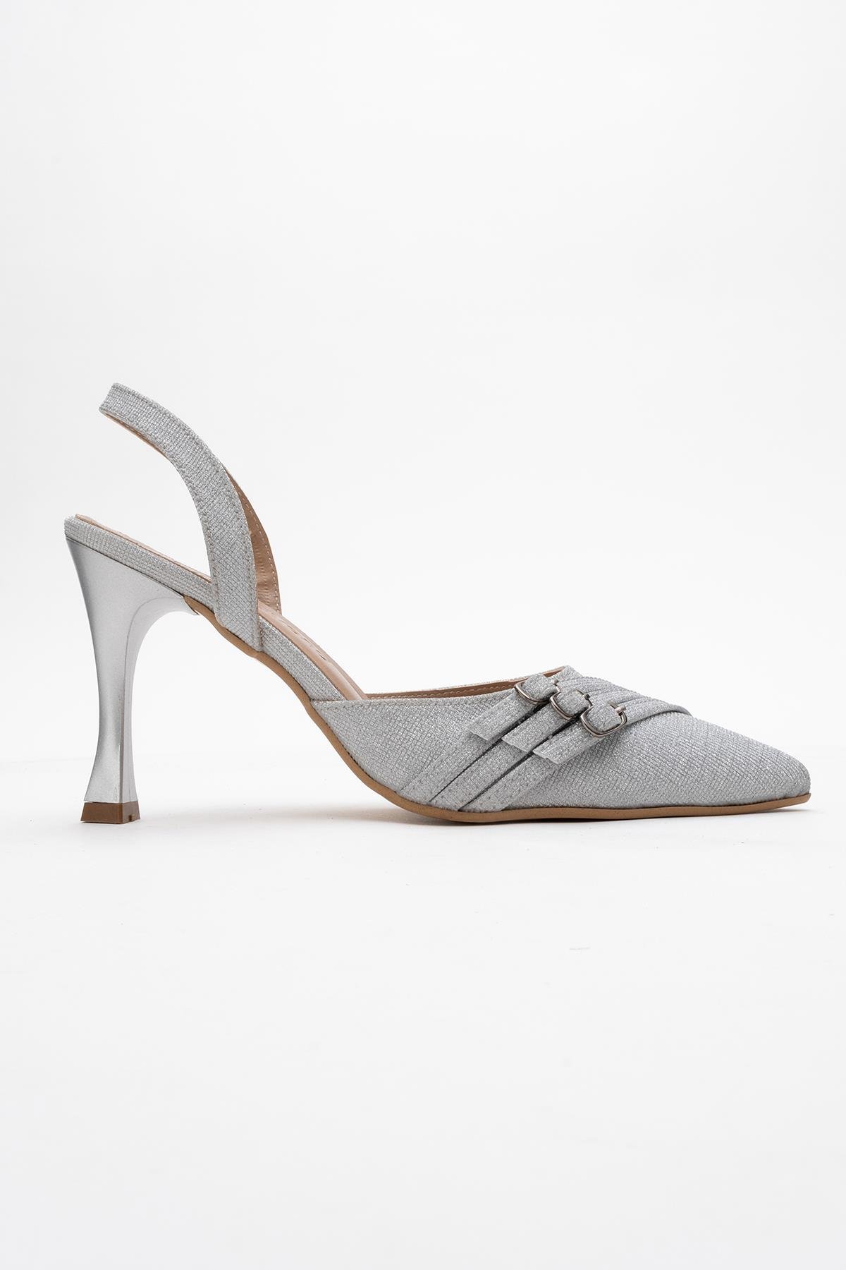 Kadın 3 Tokalı Topuklu Ayakkabı GÜMÜŞ SİM - Görsel 3