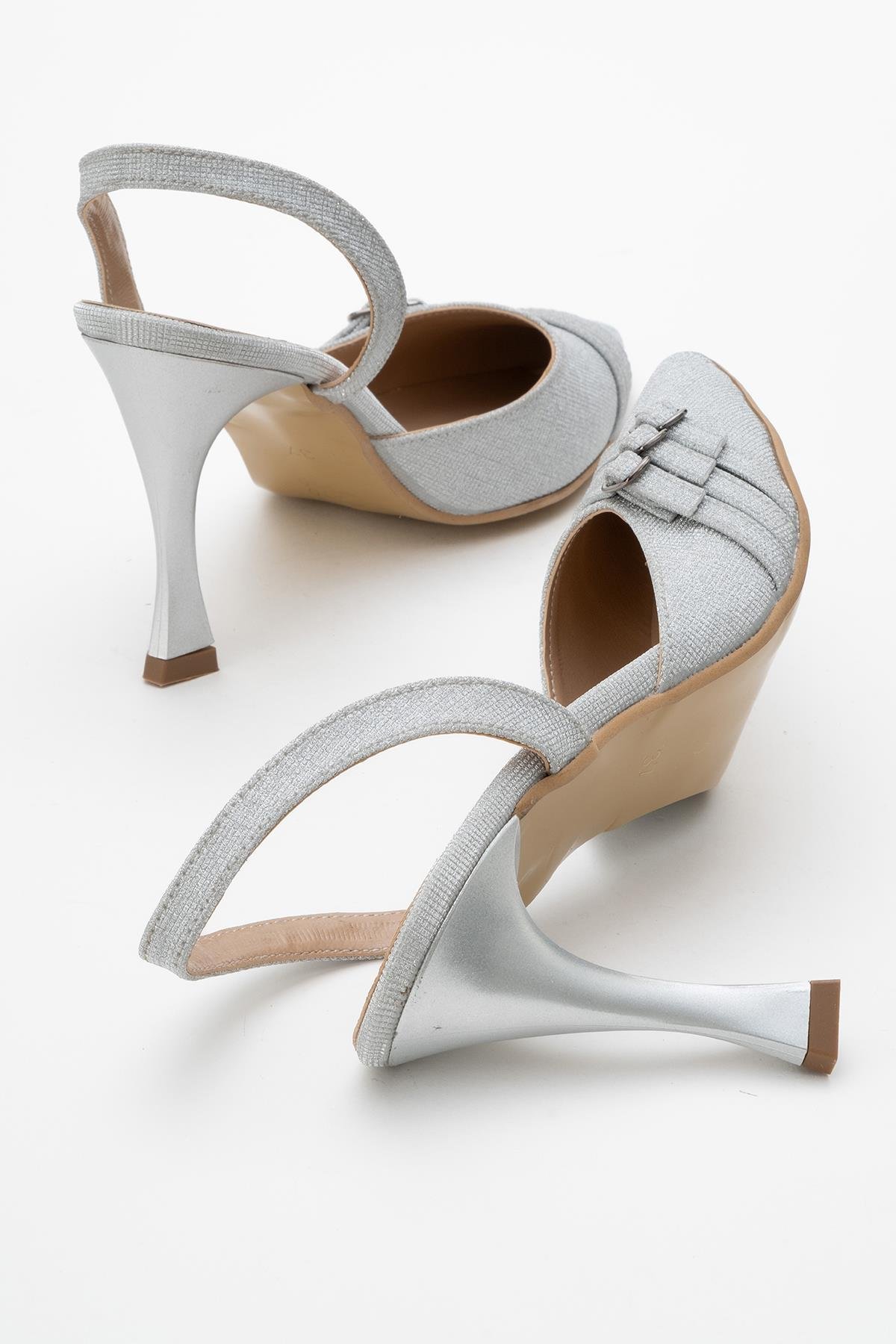 Kadın 3 Tokalı Topuklu Ayakkabı GÜMÜŞ SİM - Görsel 5