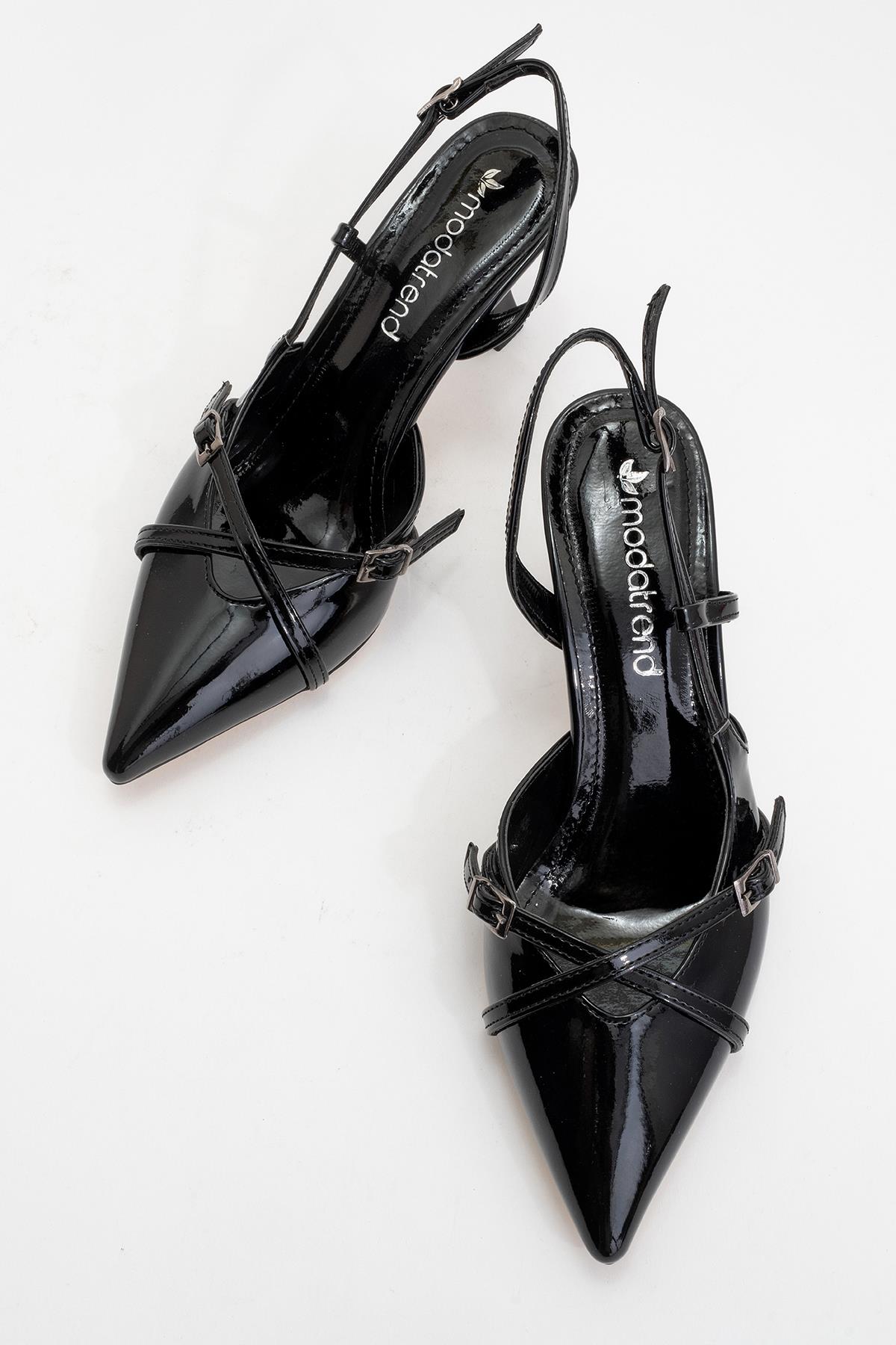 Kadın Sivri Burunlu Topuklu Ayakkabı SİYAH RUGAN - Görsel 6