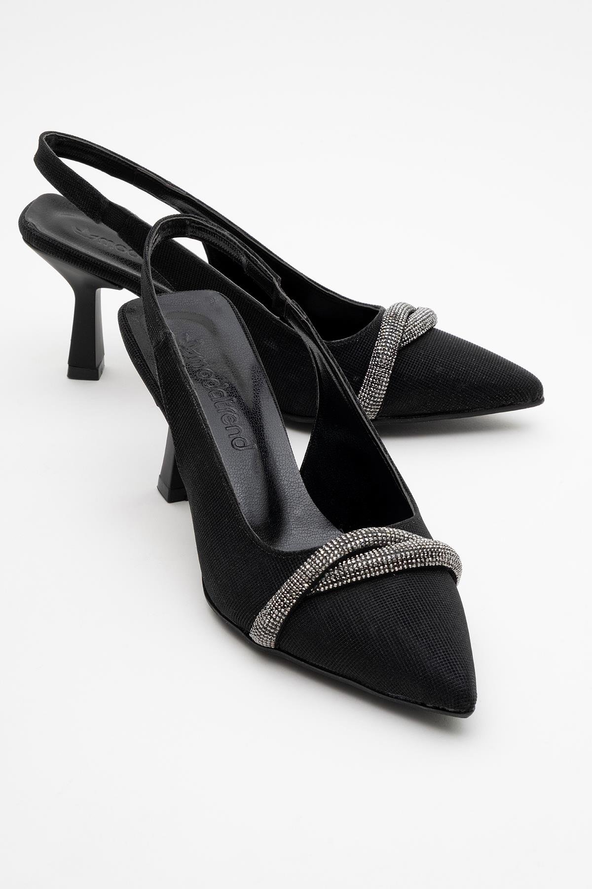 Kadın Taşlı Topuklu Ayakkabı SİYAH SİM - Görsel 2