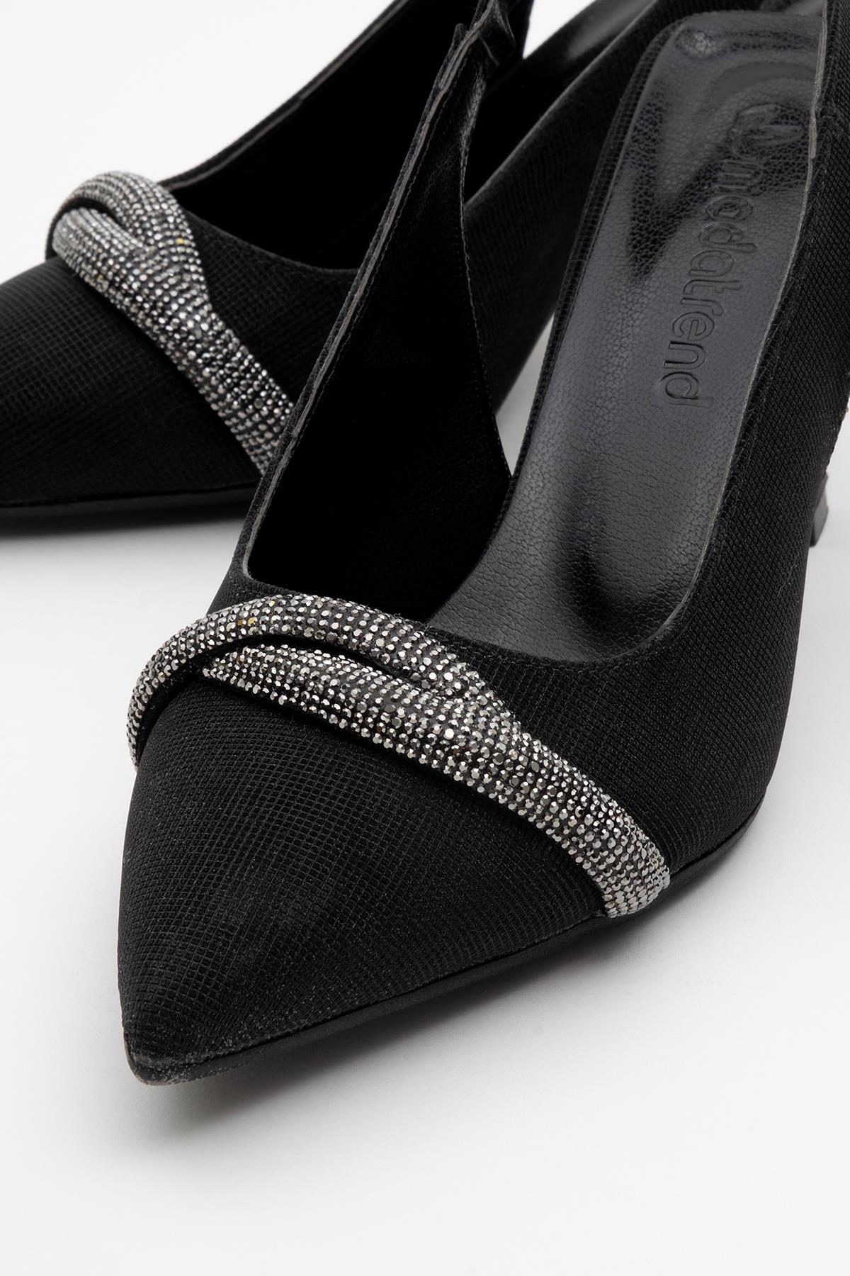 Kadın Taşlı Topuklu Ayakkabı SİYAH SİM - Görsel 4