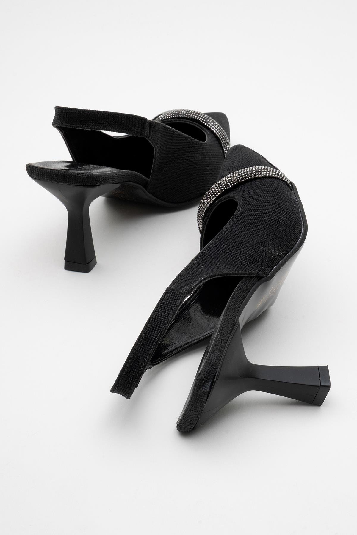 Kadın Taşlı Topuklu Ayakkabı SİYAH SİM - Görsel 5