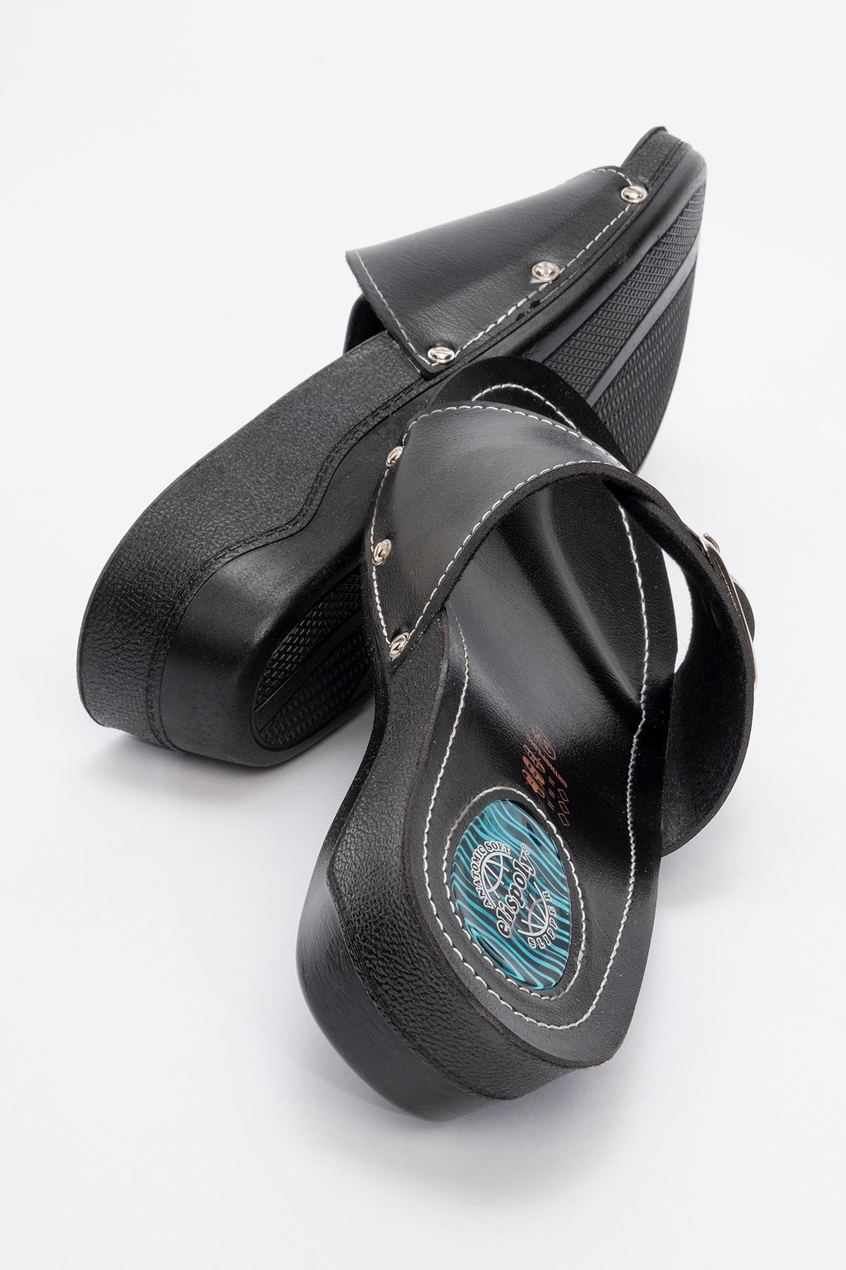 Tek Tokalı Kemerli Kadın Terlik SİYAH - Görsel 5