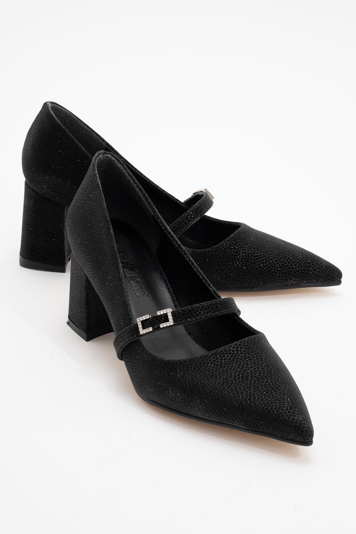 Kadın Kemerli Taşlı Topuklu Ayakkabı SİYAH NOLTALI SİM - Görsel 2