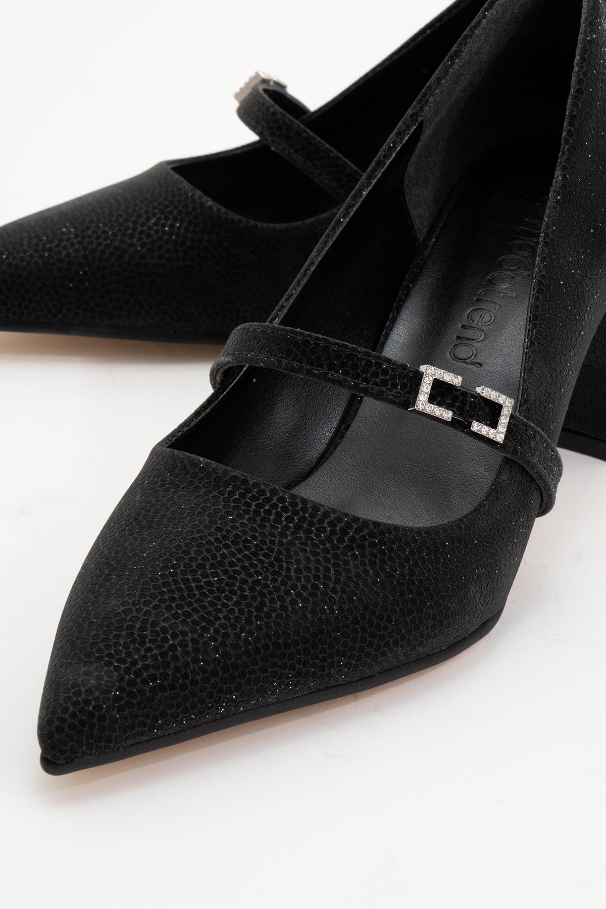 Kadın Kemerli Taşlı Topuklu Ayakkabı SİYAH NOLTALI SİM - Görsel 4