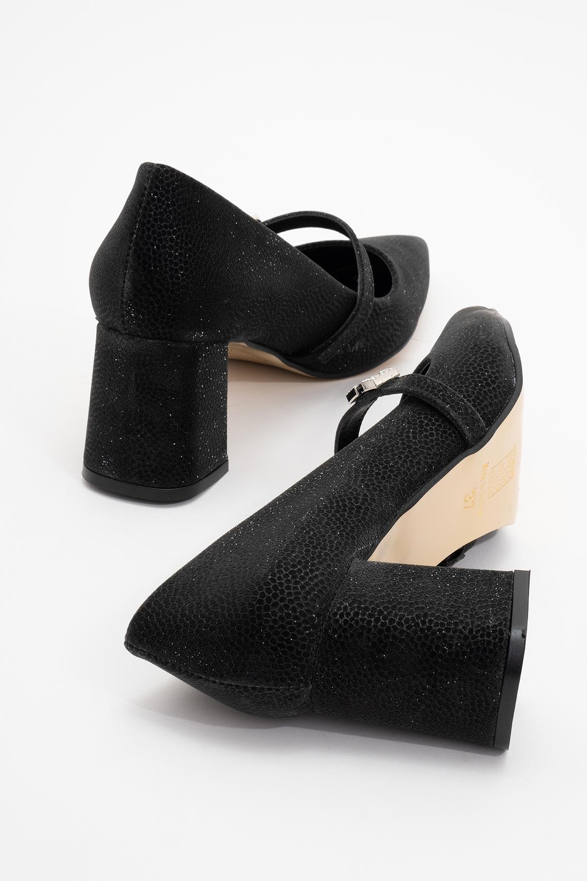 Kadın Kemerli Taşlı Topuklu Ayakkabı SİYAH NOLTALI SİM - Görsel 5
