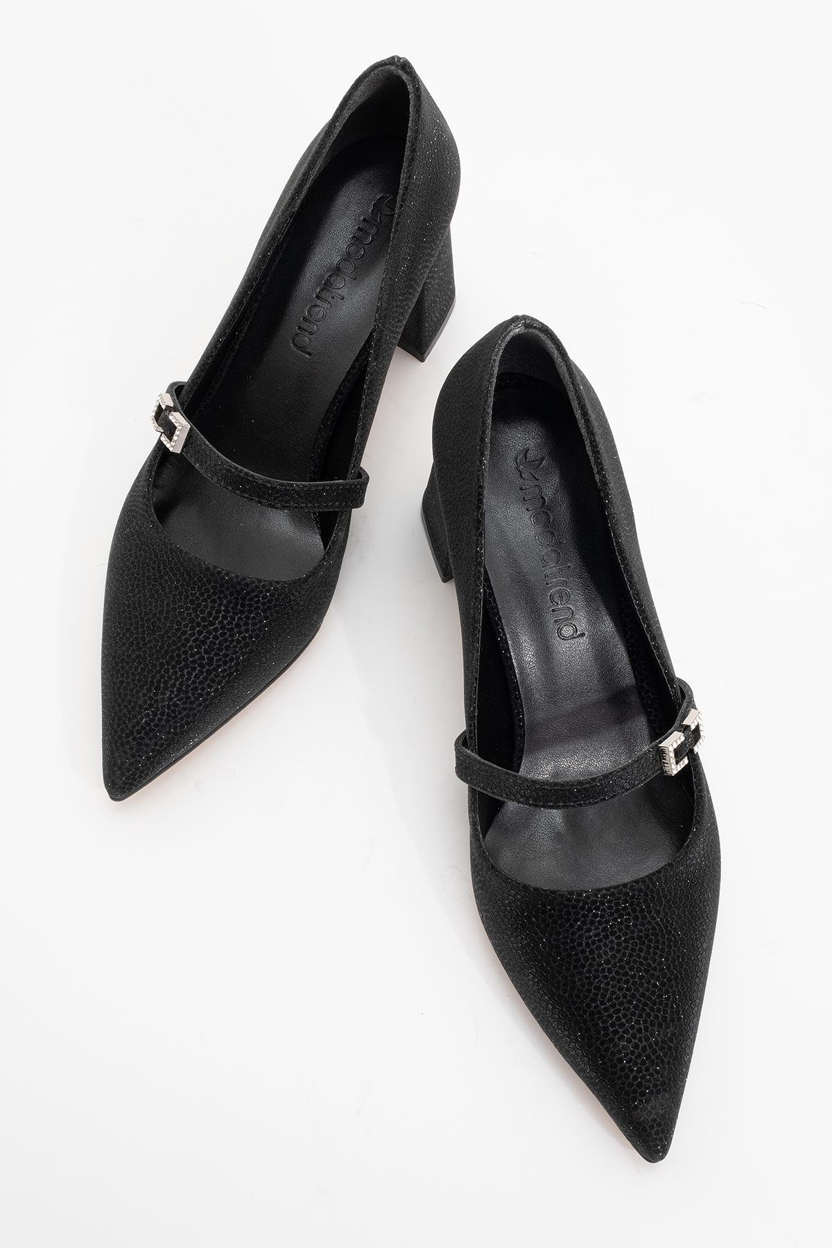 Kadın Kemerli Taşlı Topuklu Ayakkabı SİYAH NOLTALI SİM - Görsel 6