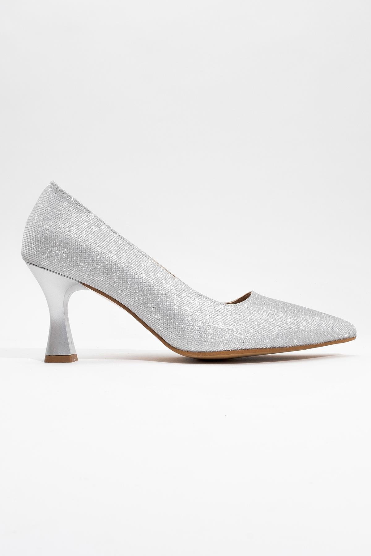 Kadın Sivri Burunlu Stiletto GÜMÜŞ SİM - Görsel 3