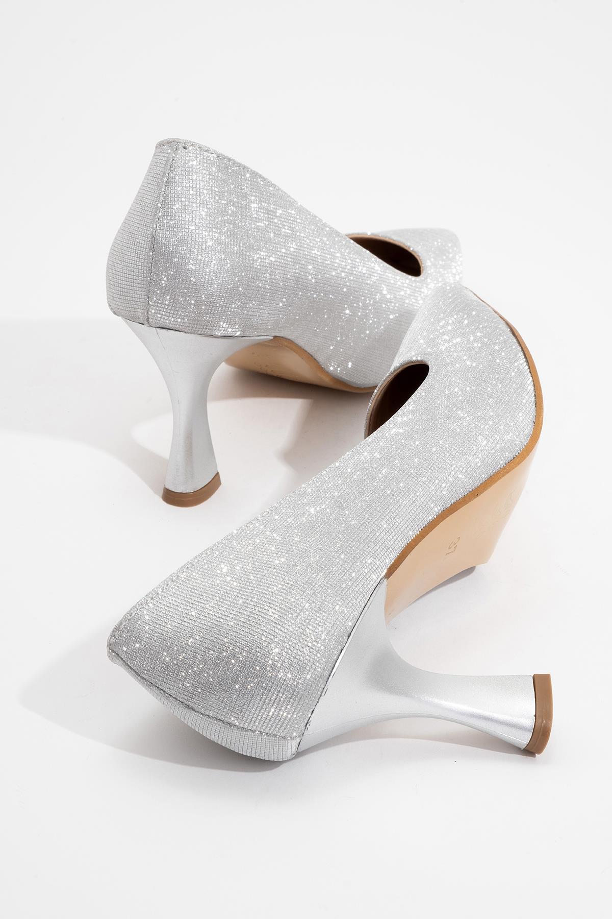 Kadın Sivri Burunlu Stiletto GÜMÜŞ SİM - Görsel 5
