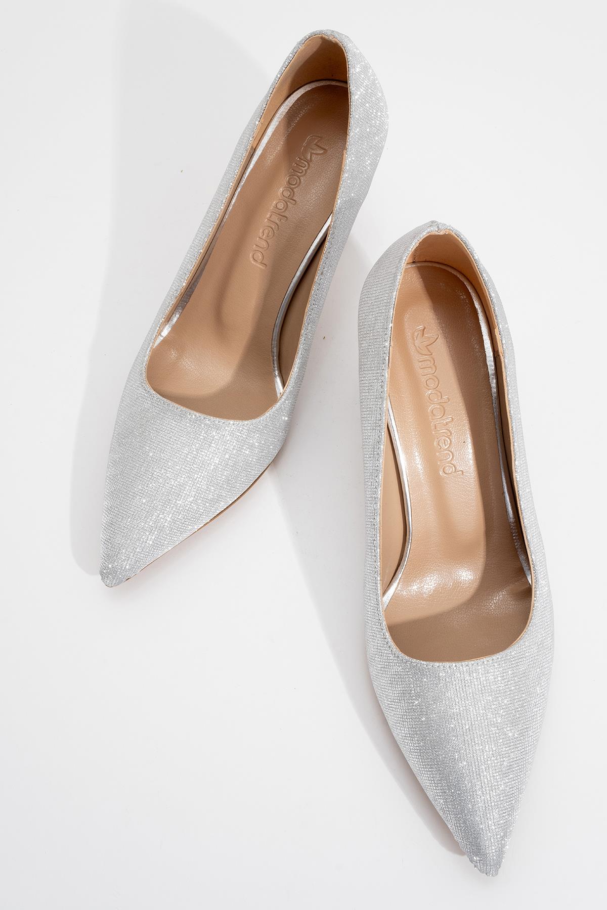 Kadın Sivri Burunlu Stiletto GÜMÜŞ SİM - Görsel 6