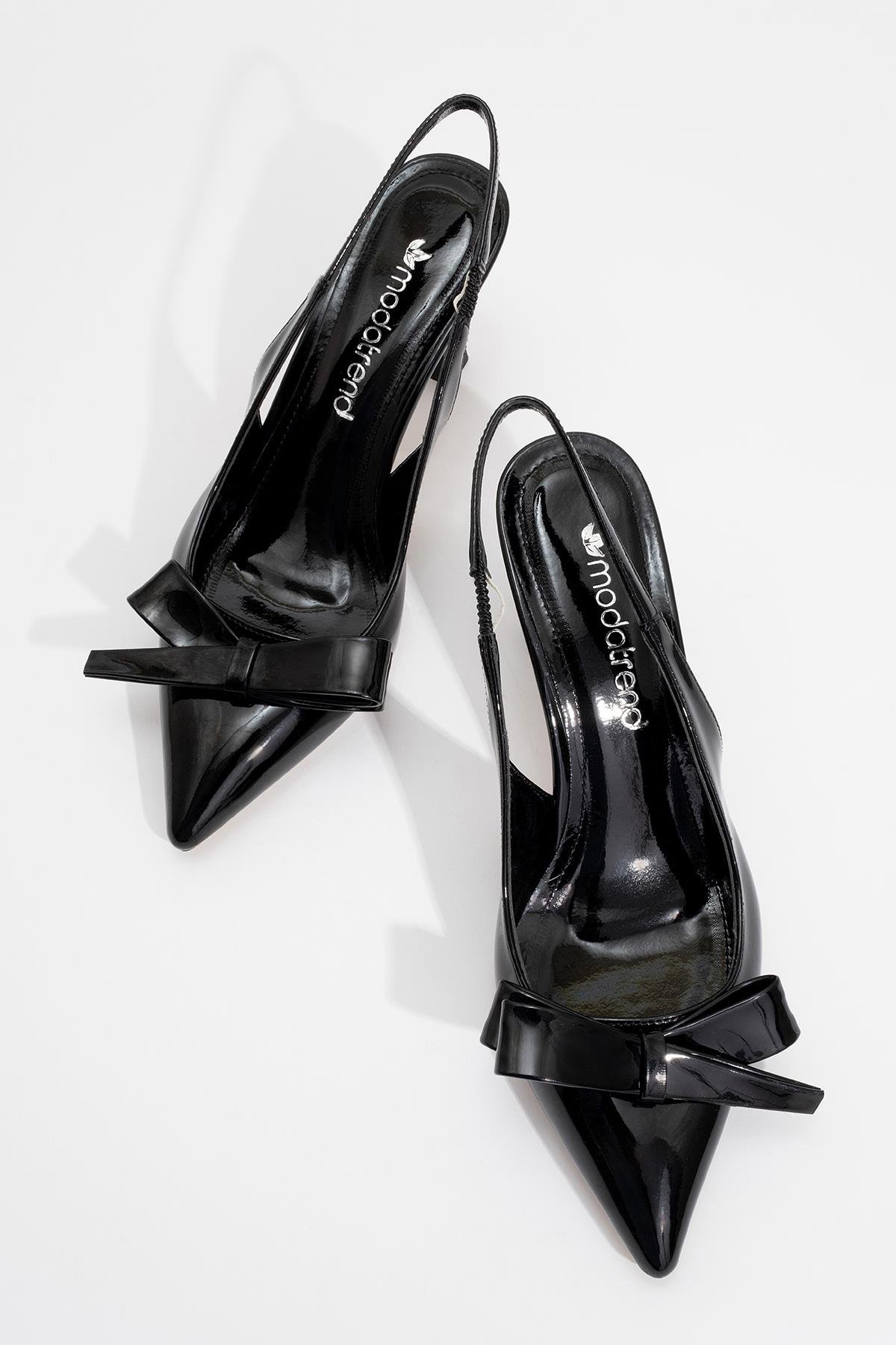 Kadın Fiyonklu Topuklu Ayakkabı SİYAH RUGAN - Görsel 6