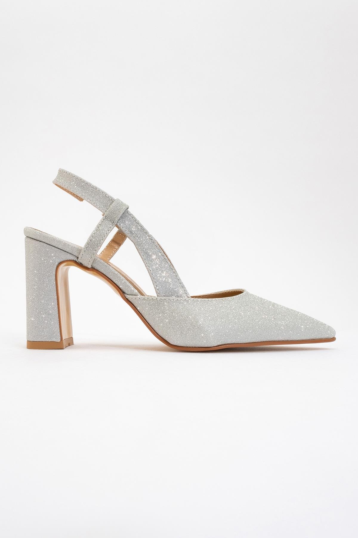 Kadın Arkası Açık Topuklu Ayakkabı GÜMÜŞ SİM - Görsel 3